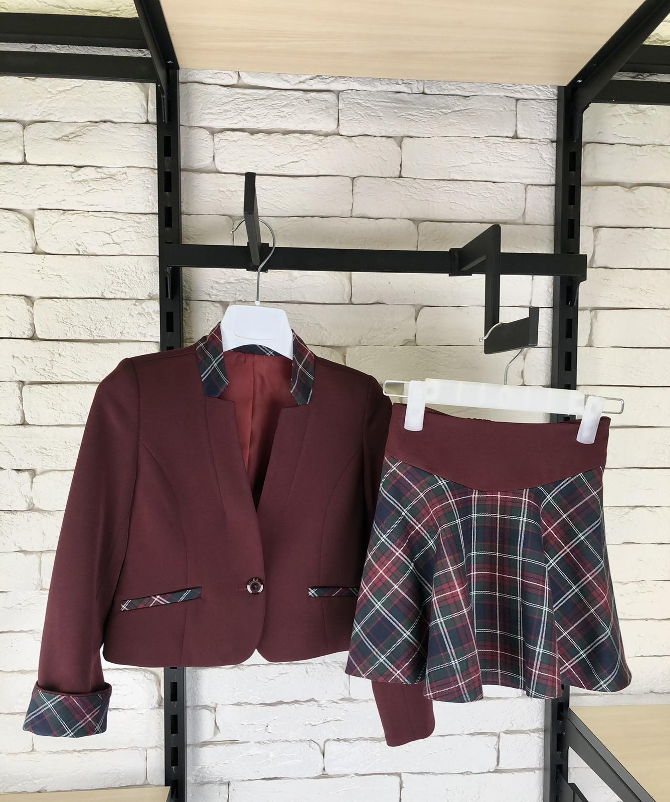 Костюм для дівчинки (жакет, спідниця) бордовий 1164-17-1