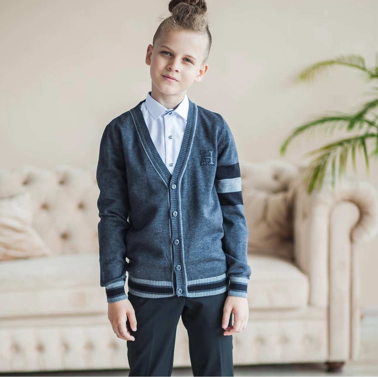 Кардиган для хлопчика сірий 516-3ср