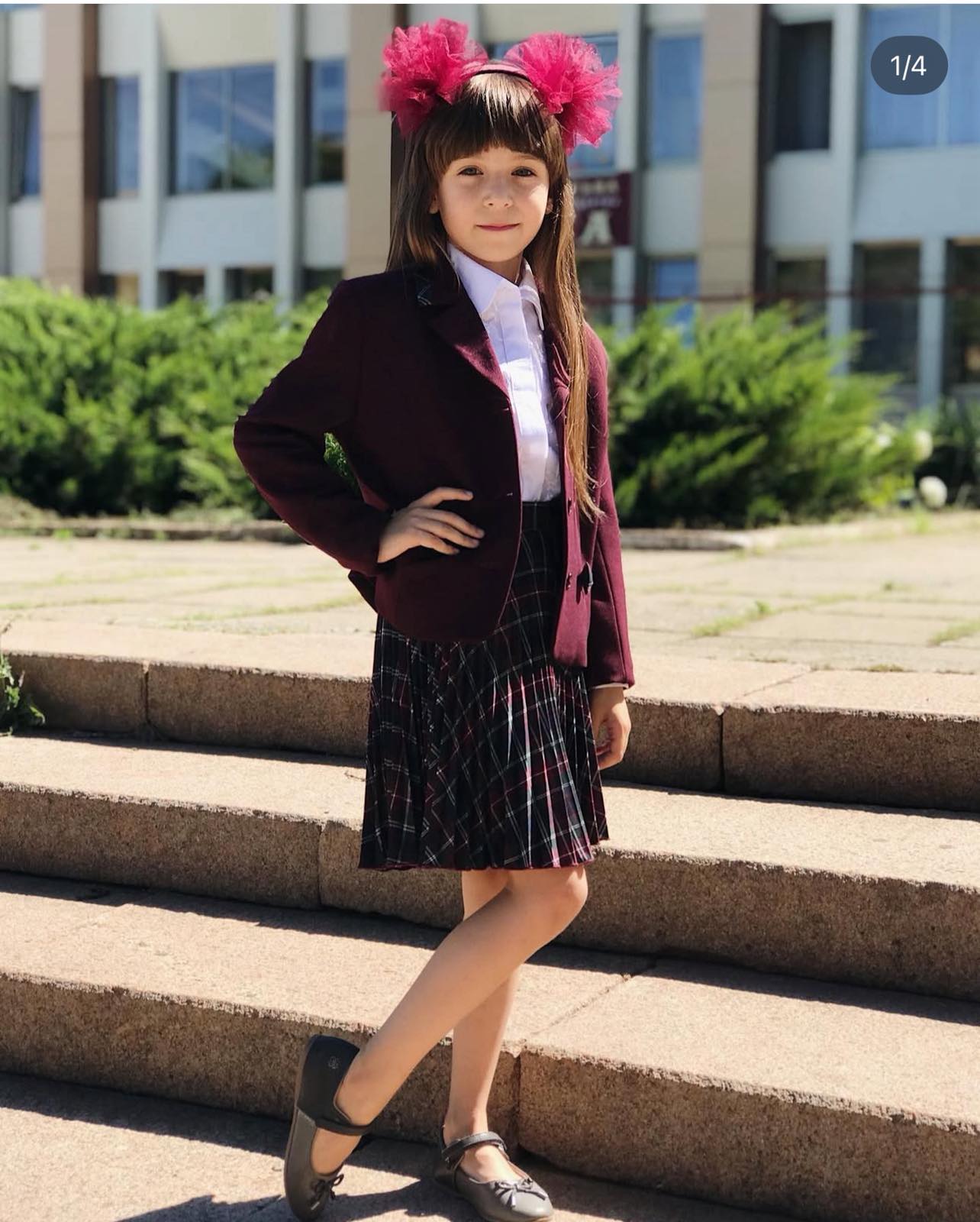 Костюм для дівчинки (жакет, спідниця) бордовий 631-1127