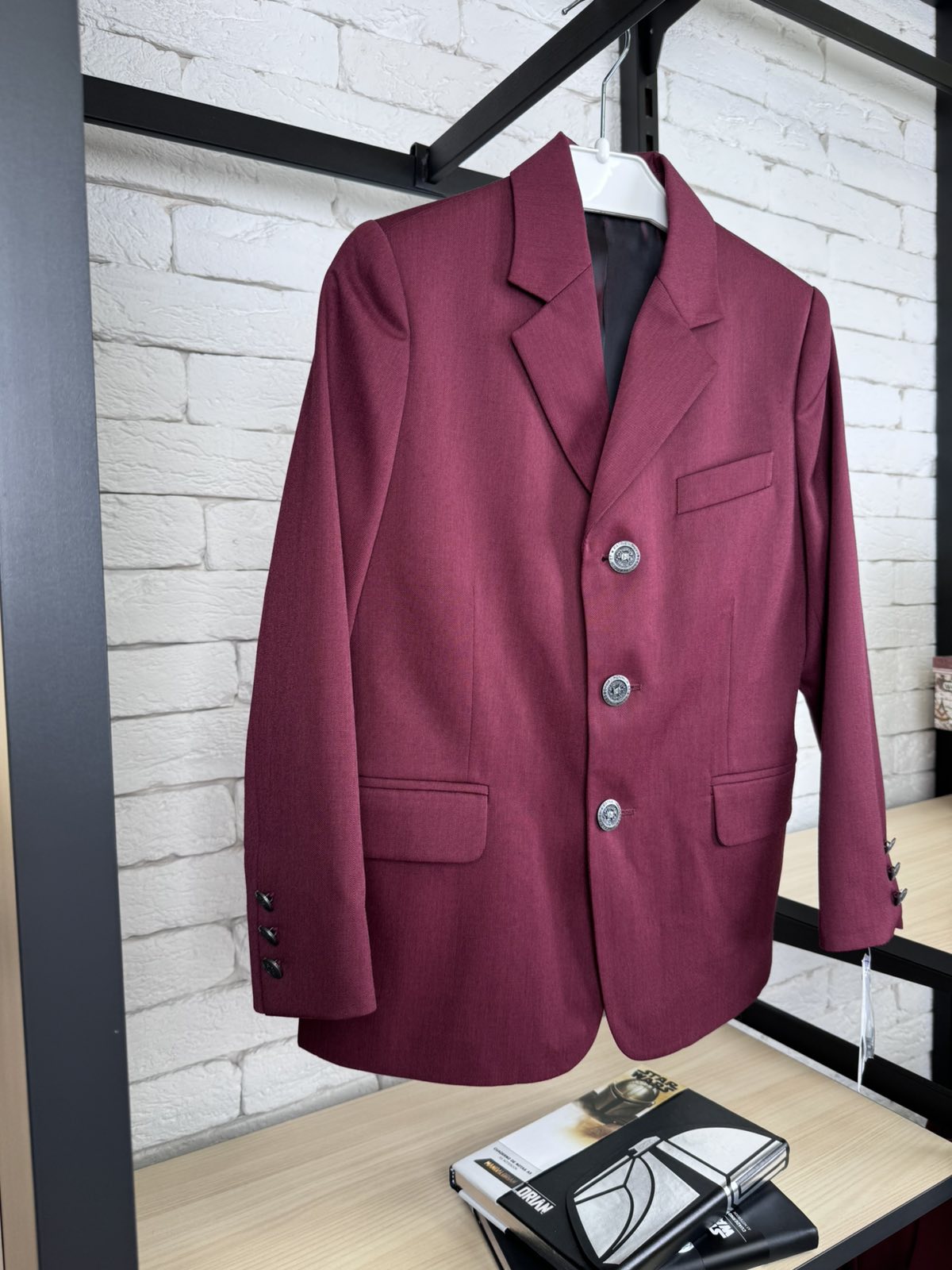 Жакет для хлопчика бордовий 014-1349