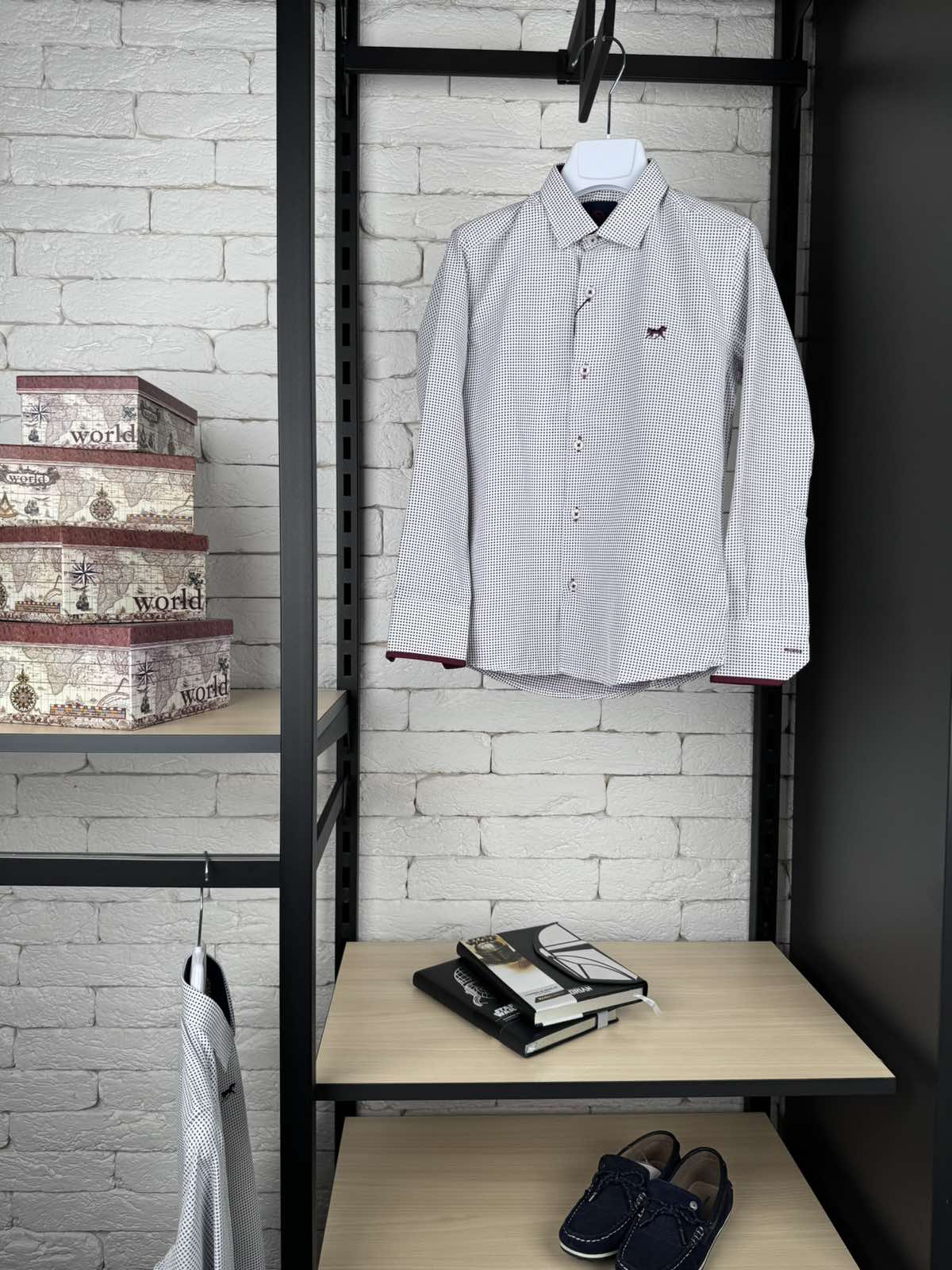 Сорочка біло-бордо д/р 1084-2