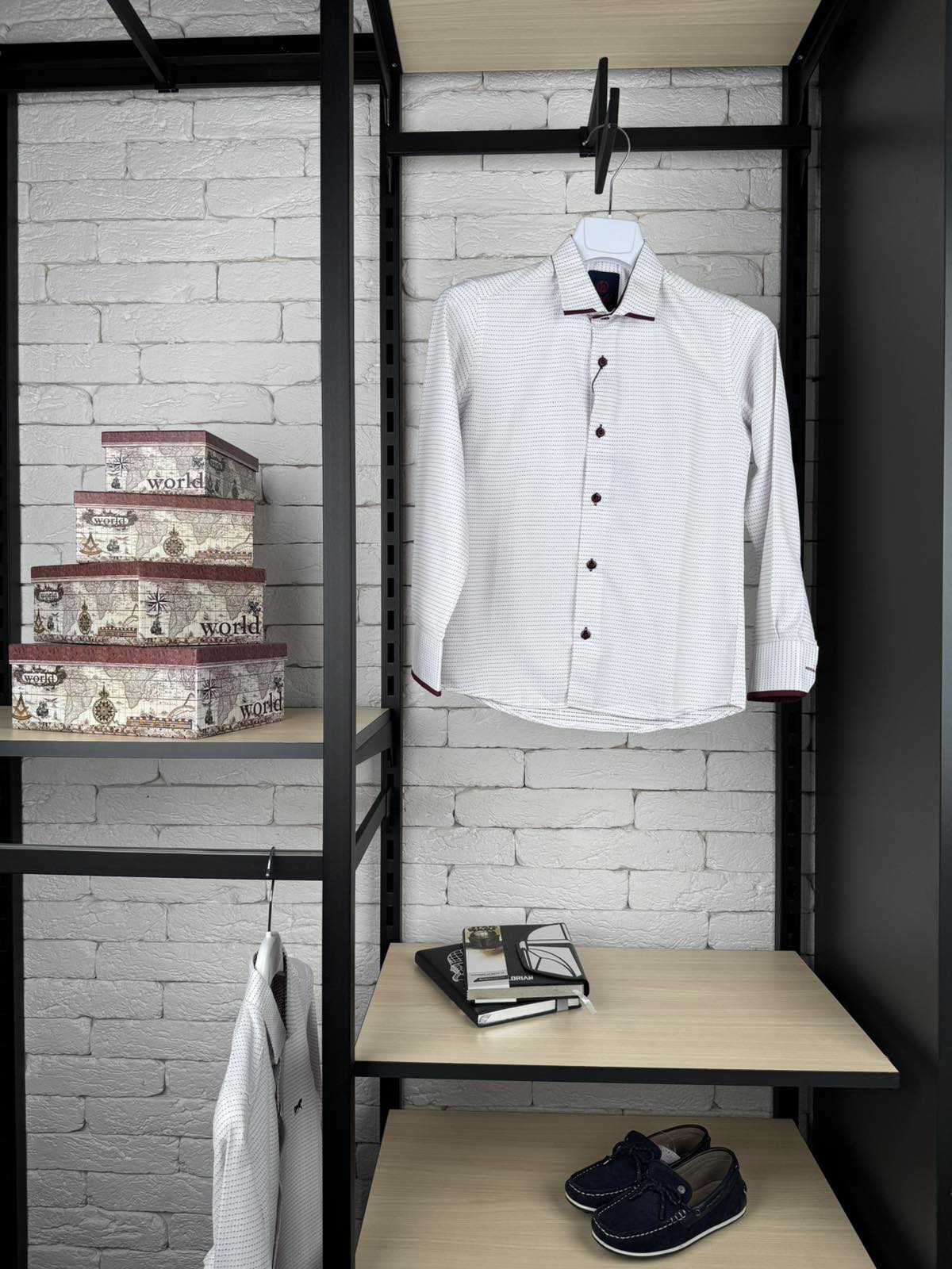 Сорочка біло-бордо д/р 1089-3п