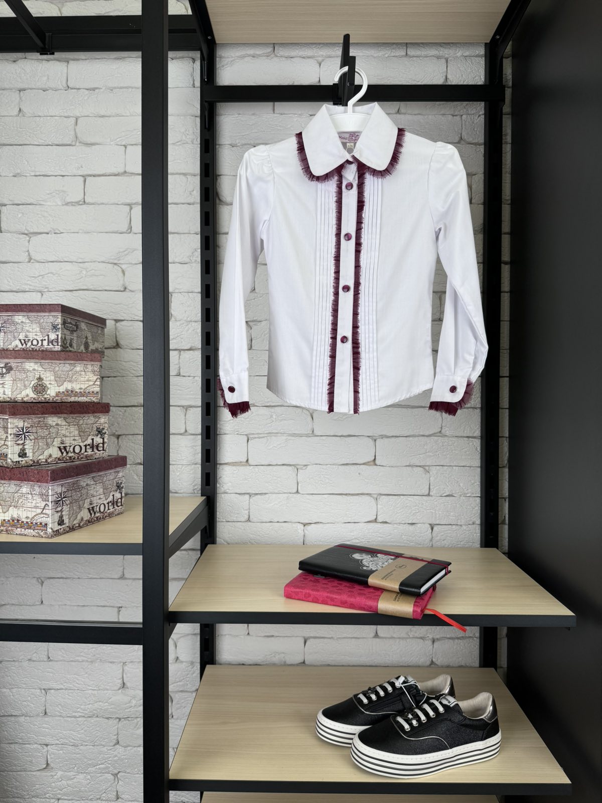 Блуза для дівчинки біла довгий рукав 112/15