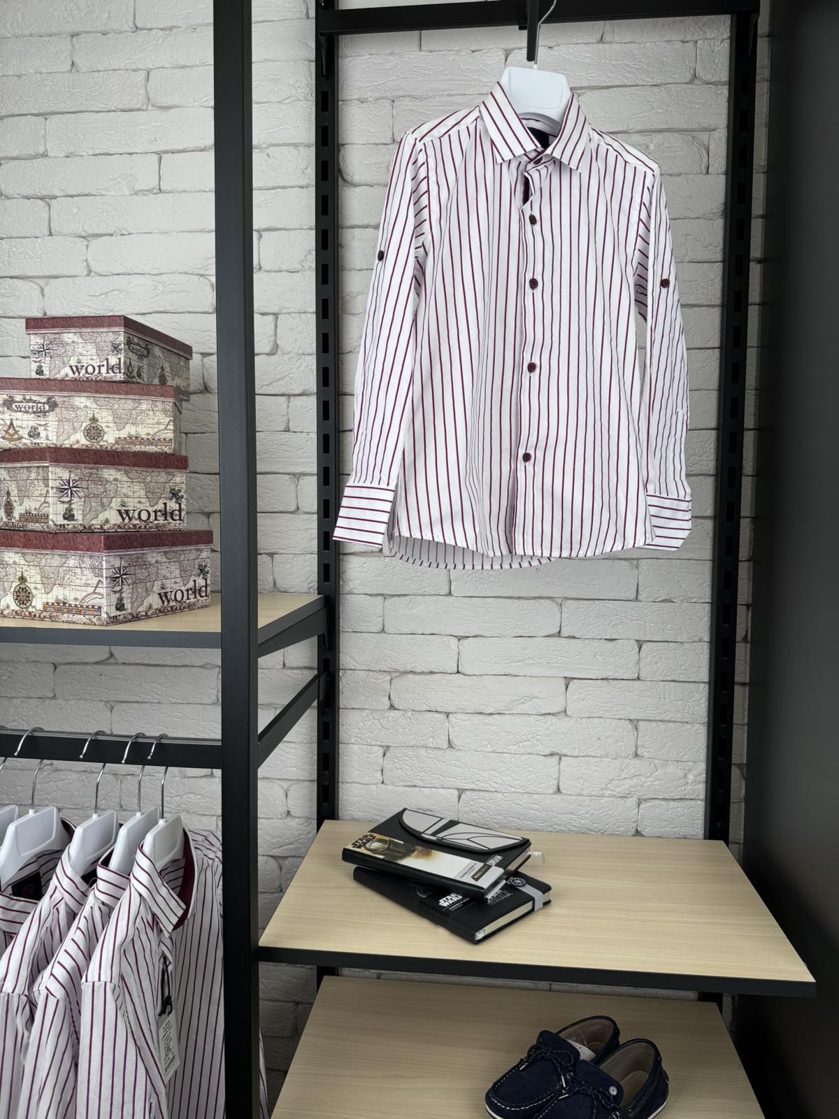 Сорочка біло-бордова д/р 1210-2п