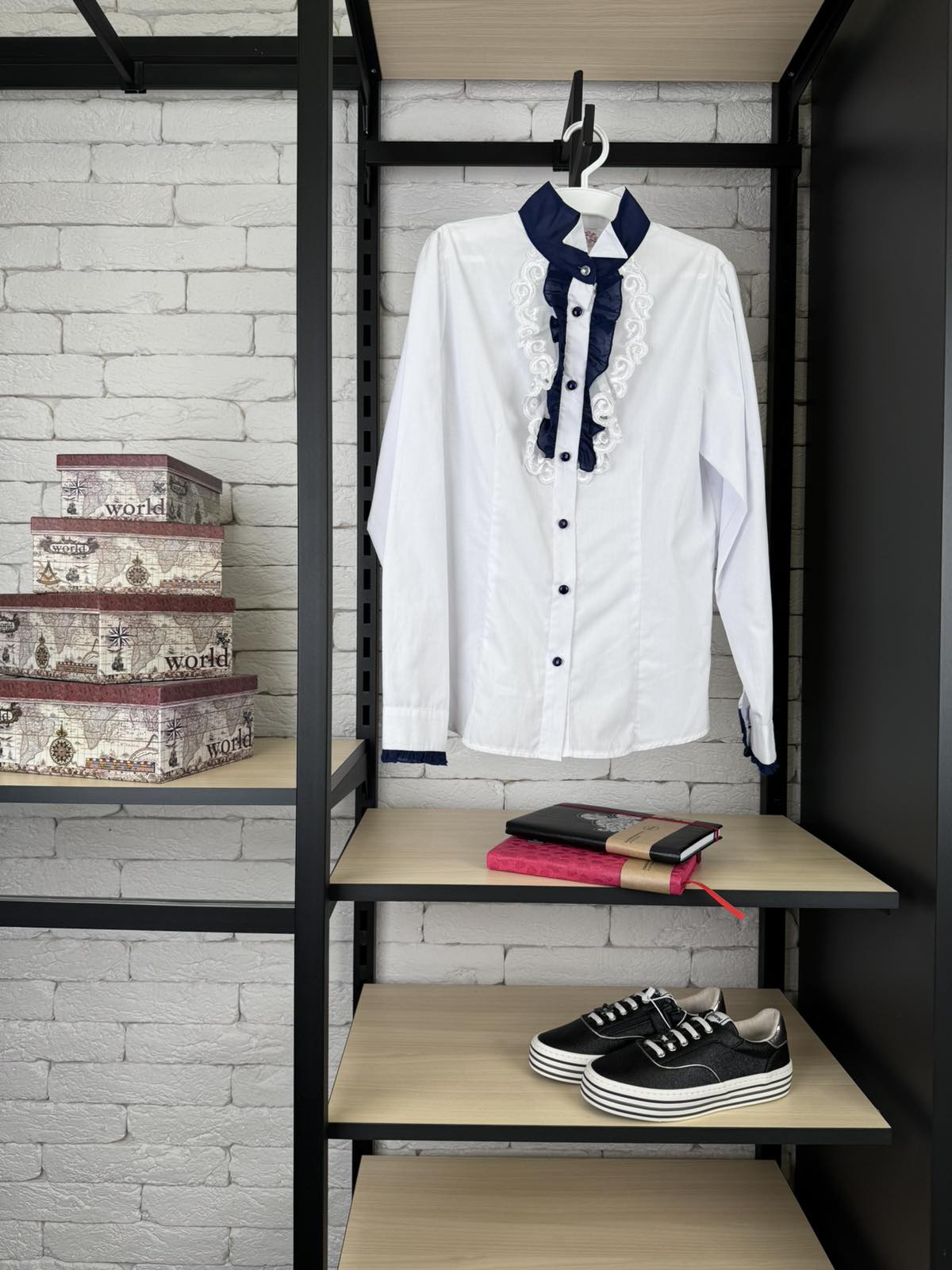 Блуза для дівчинки біла довгий рукав 123/16