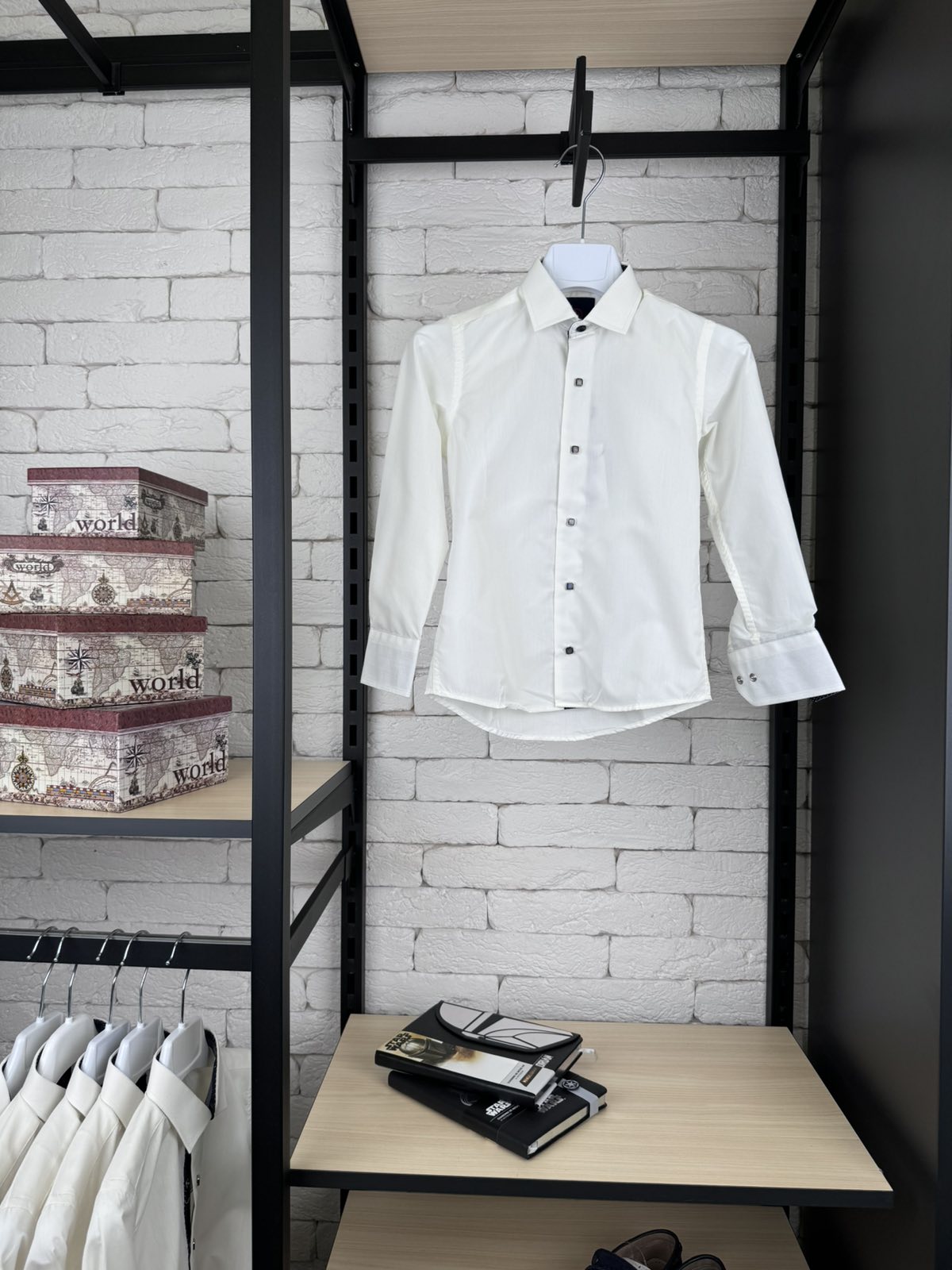 Сорочка кнопка молочна д/р 97-12к