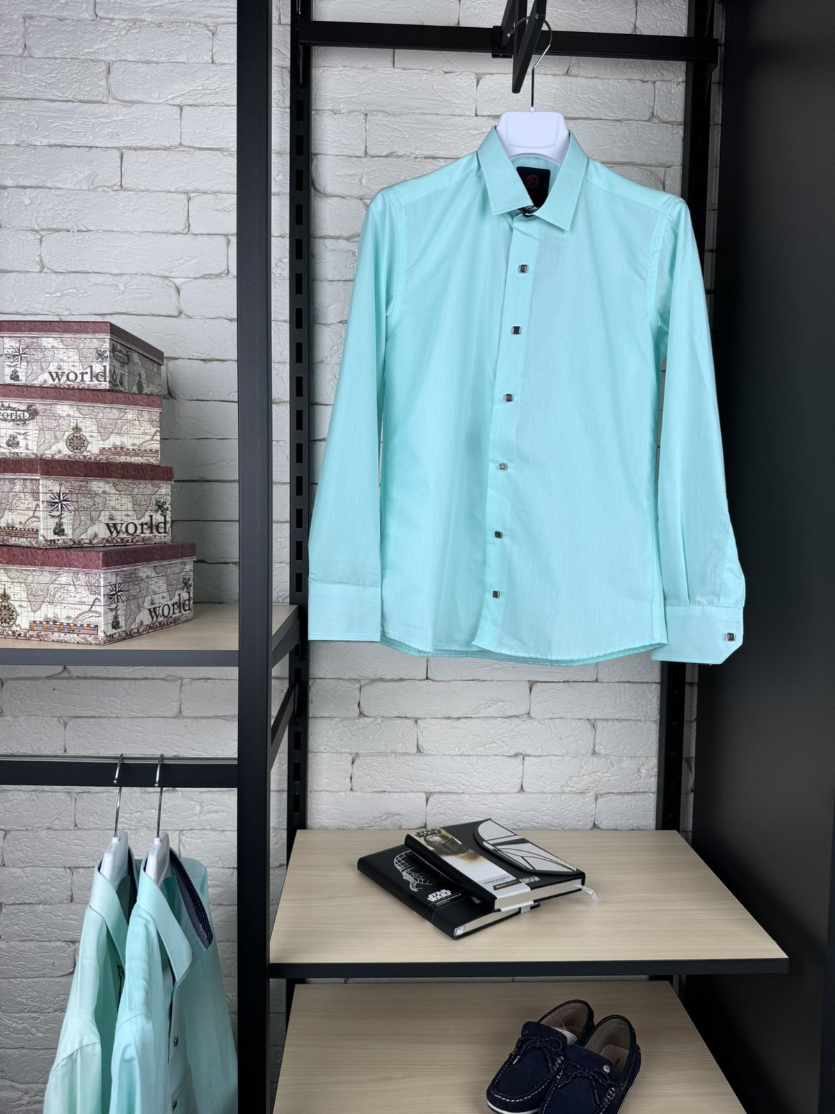 Сорочка кнопка зелена д/р 97-26-к