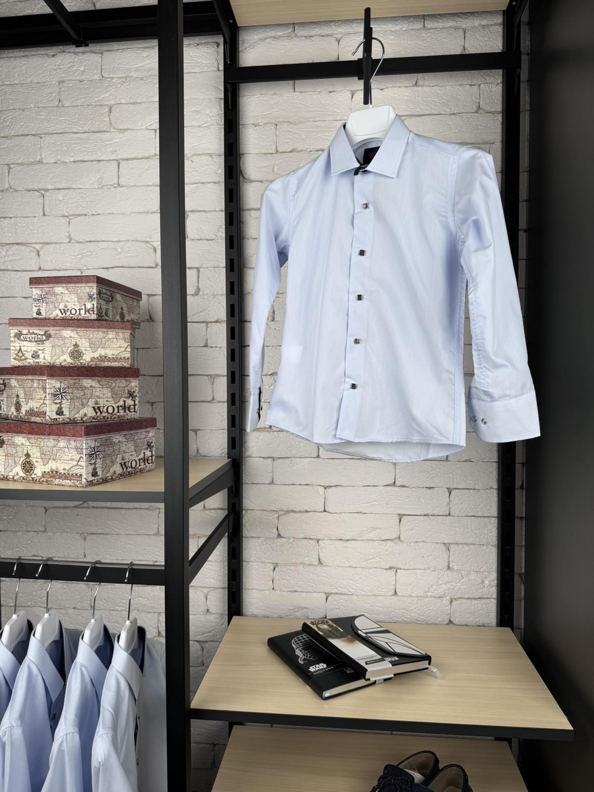 Сорочка блакитна кнопка д/р 97-2к