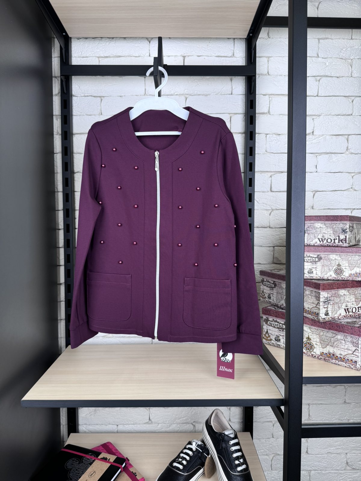 Жакет для дівчинки бордовий МОД91-1119