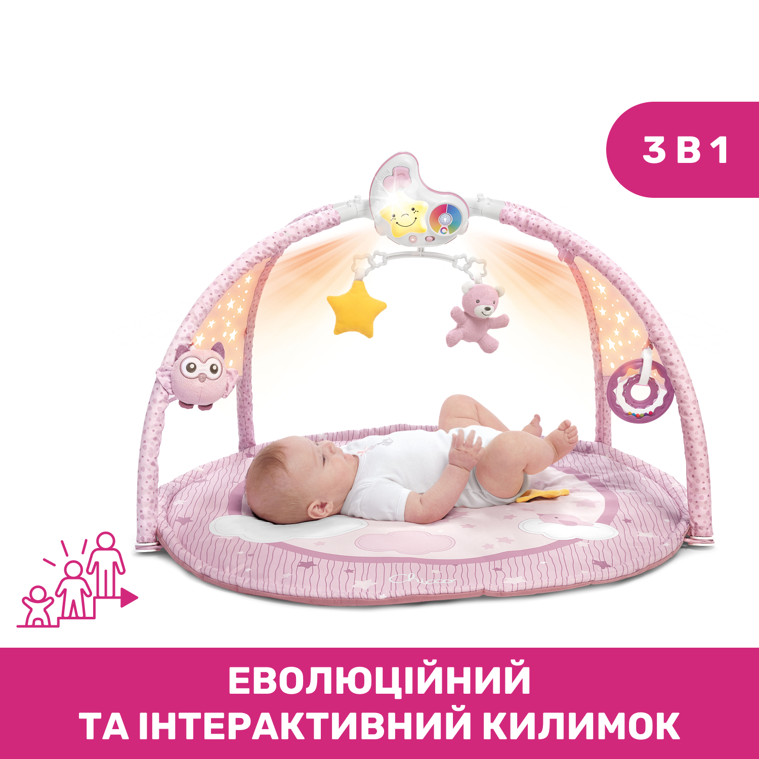 Іграшки для немовлят, розвиток й розваги Центр м'який ігровий розвиваючий "Enjoy Colours Gym" (дівчинка) Chicco 09866.10