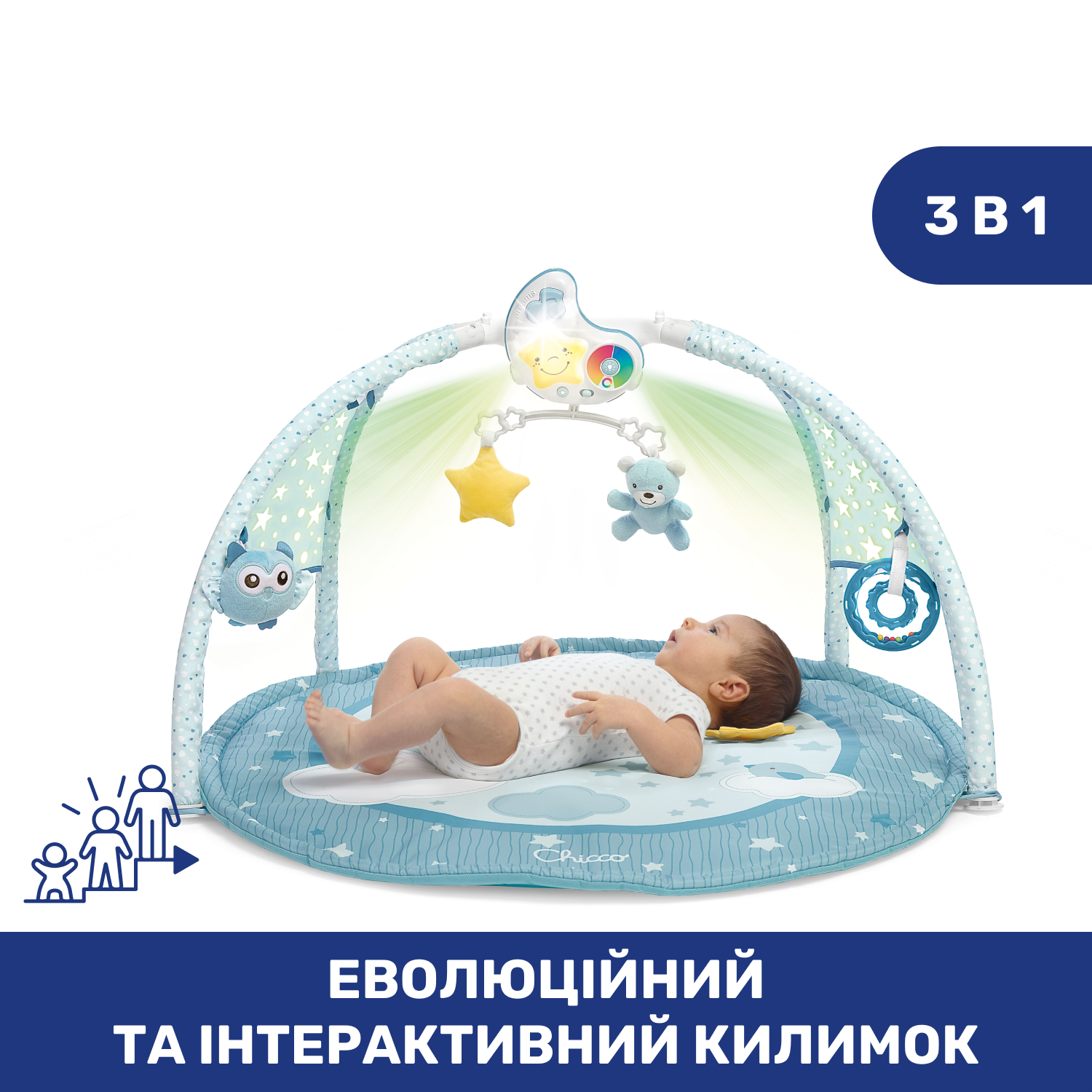 Іграшки для немовлят, розвиток й розваги Центр м'який ігровий розвиваючий "Enjoy Colours Gym" (хлопчик) Chicco 09866.20