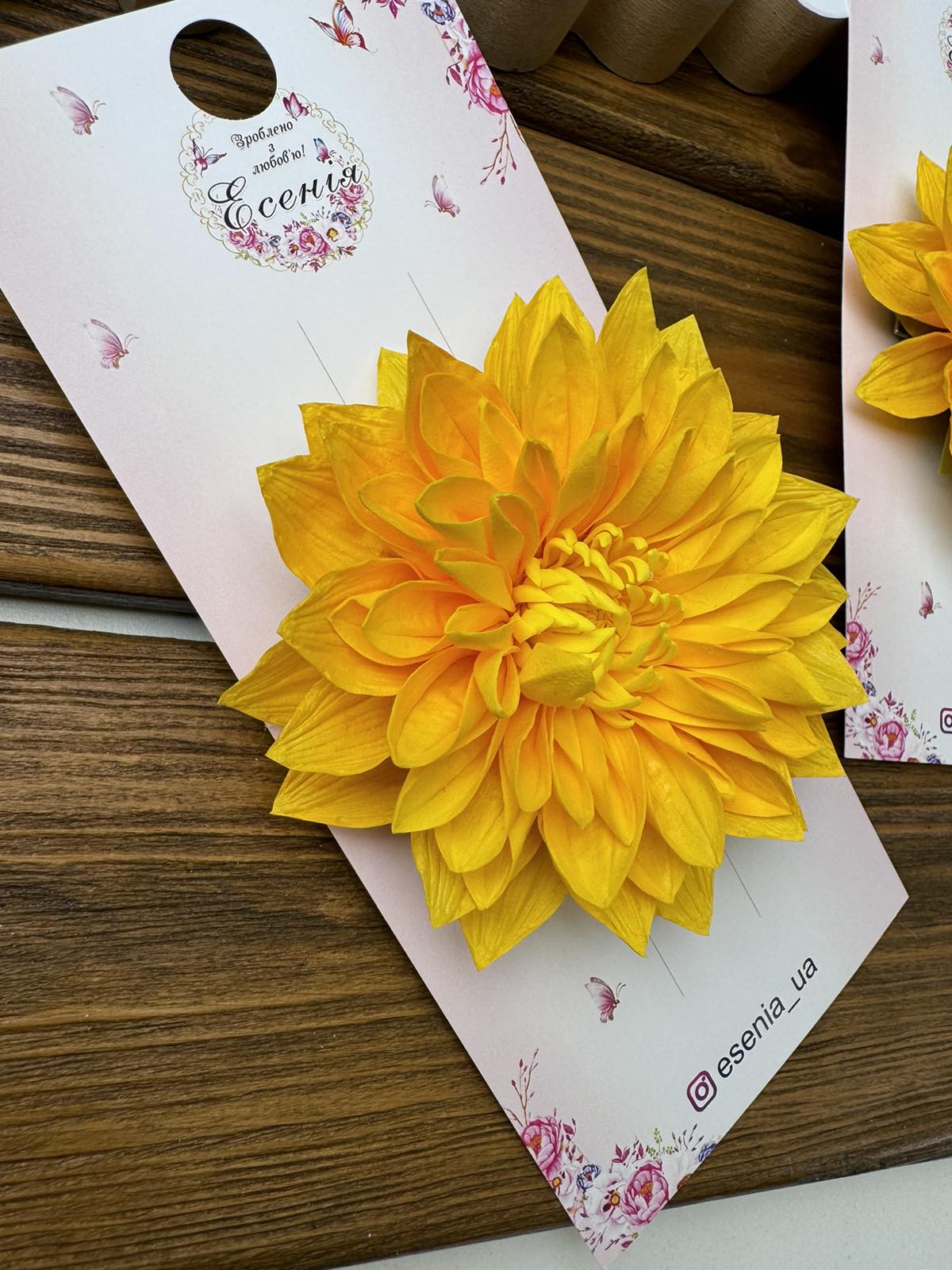 Прикраси для волосся. Заколка "Жоржина" жовтий для дівчинки 11-2510-1405