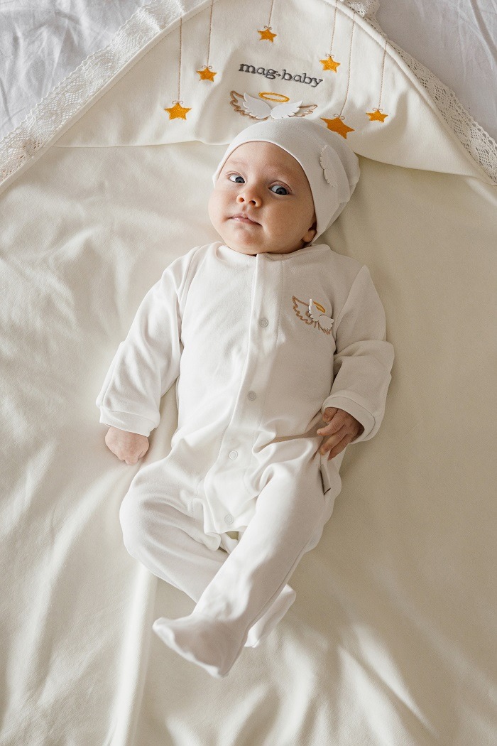 Чоловічок, повзунки. Чоловічок з шапочкою "Wings", Молочний 110531