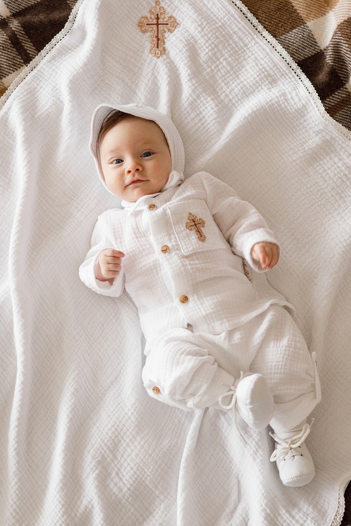 Святковий. Мусліновий набір для хлопчика "Jeremy", Білий 110561