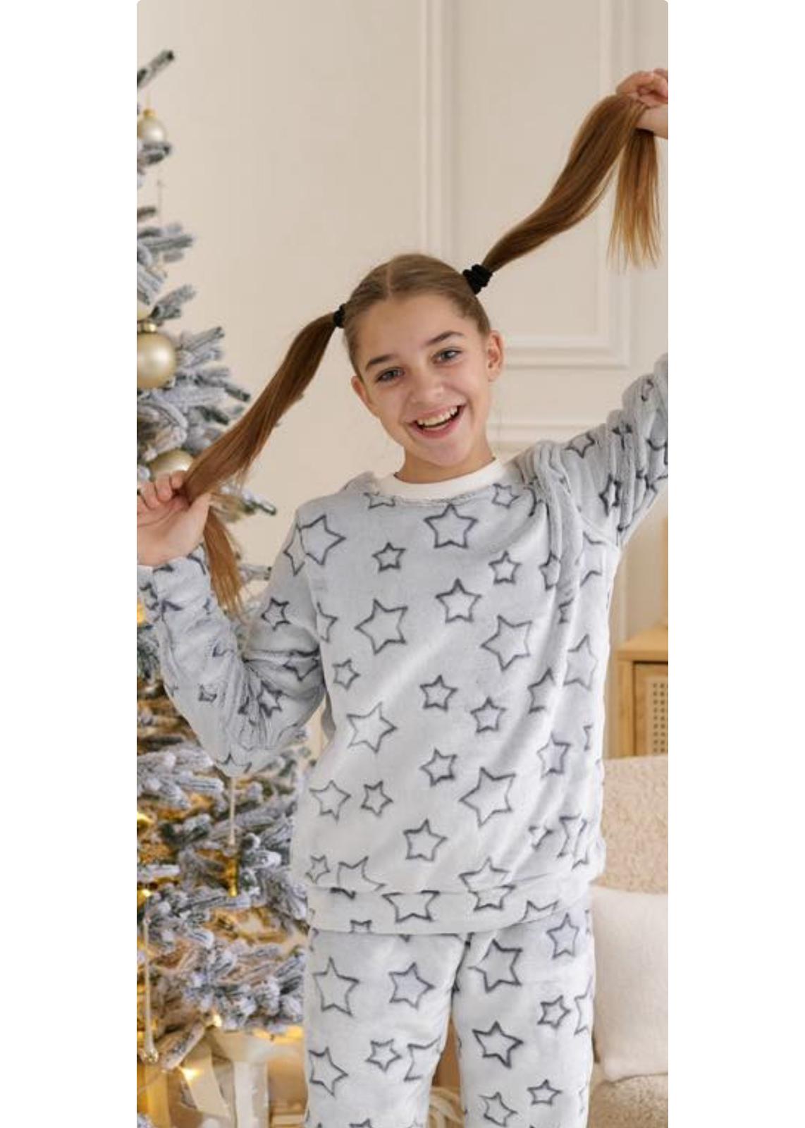 Піжами. Піжама тепла, коричнева зірка для дівчинки 011124-1728