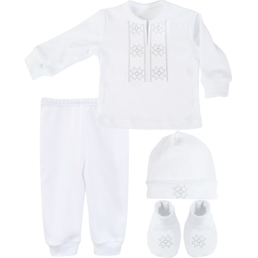 Комплекти. Комплект вишиванка для хлопчика (кофта, штанці, шапка, пінетки) 13151