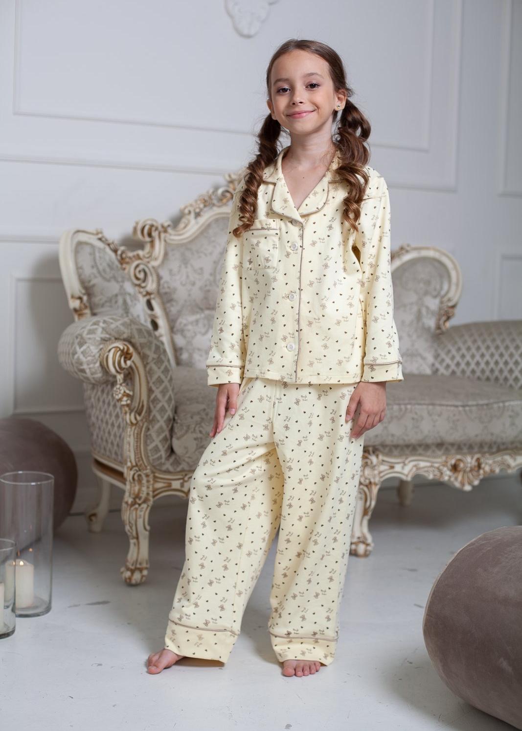 Піжами. Піжама трикотаж ваніль для дівчинки 2610-1549