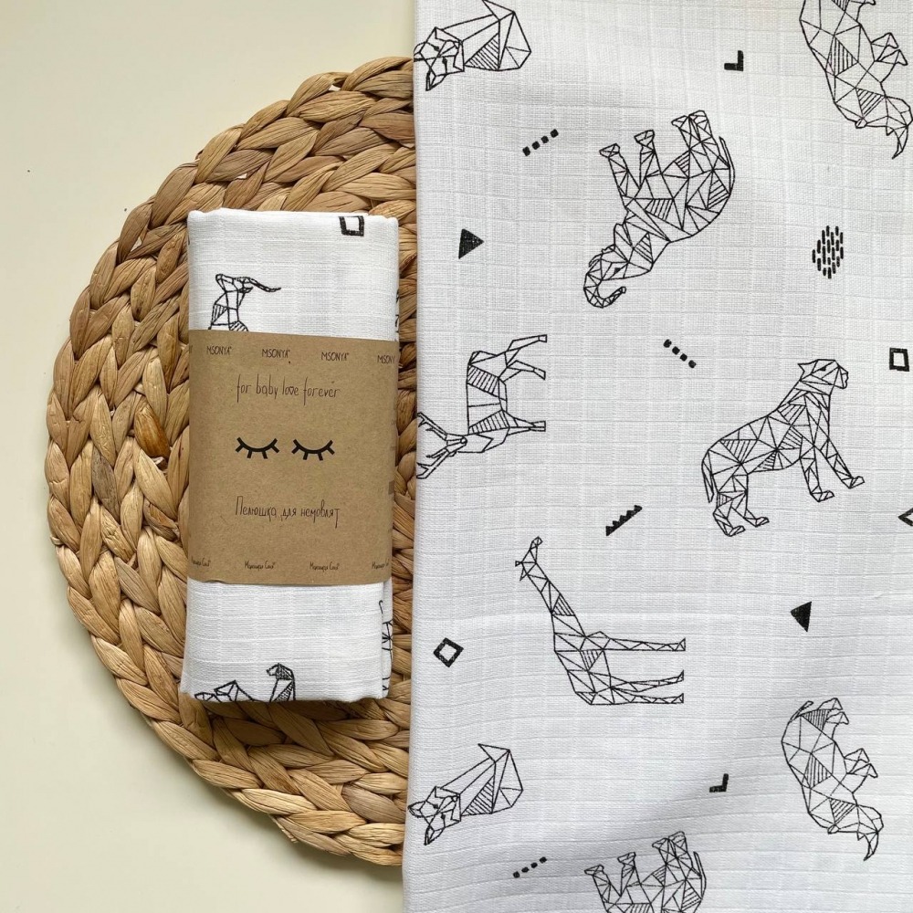 Підгузки та пелюшки. Пелюшка муслін Звірі геометрія 466657