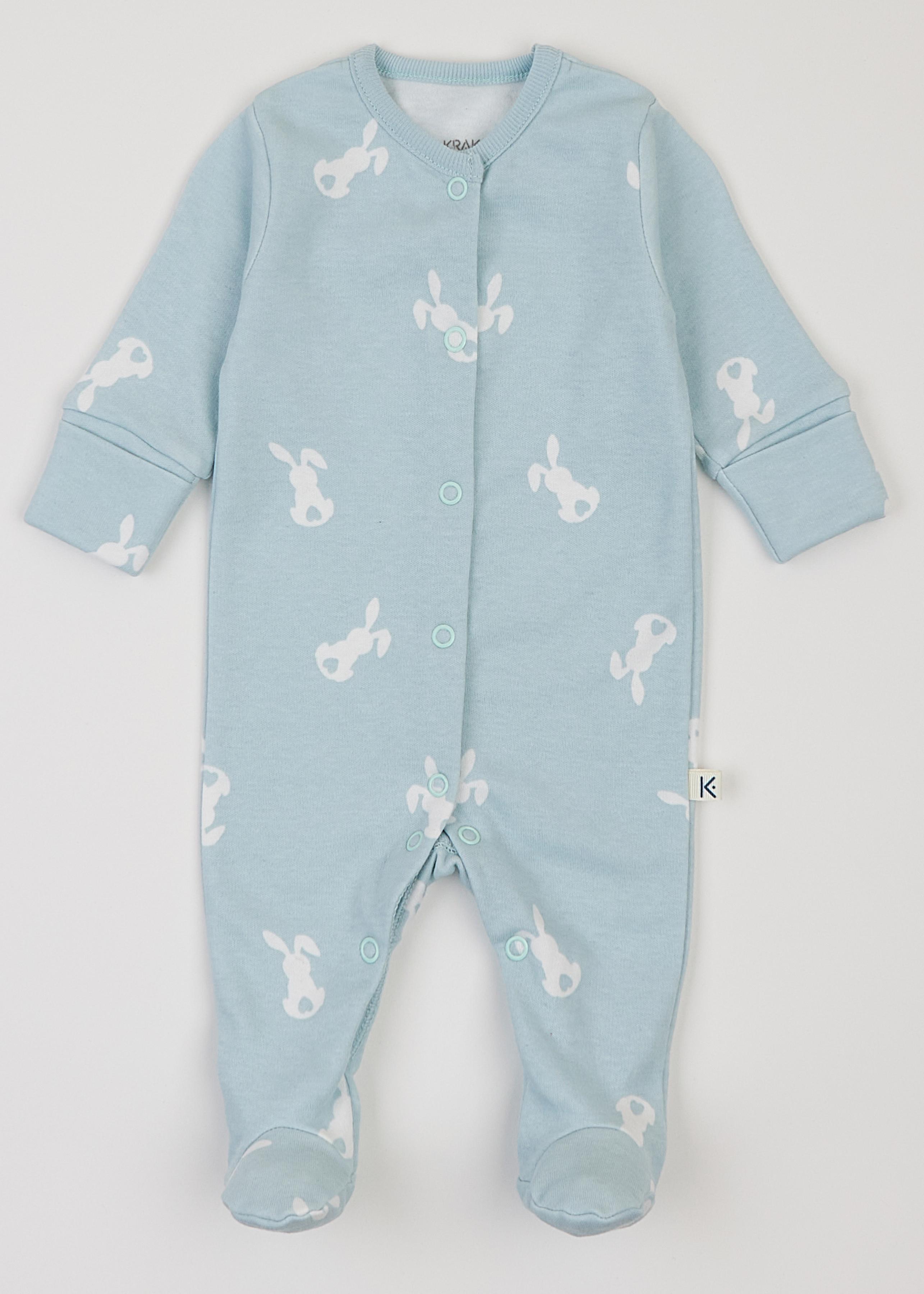 Чоловічок, повзунки. Комбінезон (чоловічок, сліп) ментоловий утеплений "Зайчики" 6039P32