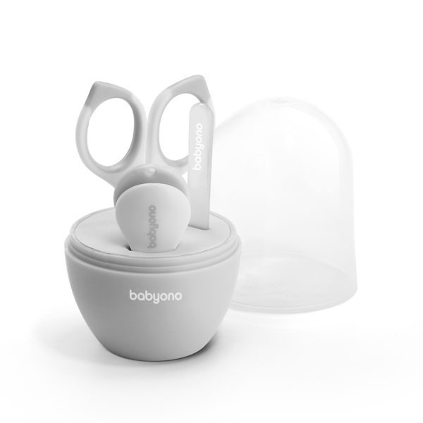 Щоденний догляд та здоров’я. Косметичний набір для догляду за нігтями (пилочка, ножниці, щипчики) (Сірий) /"Babyono" BO-398/03