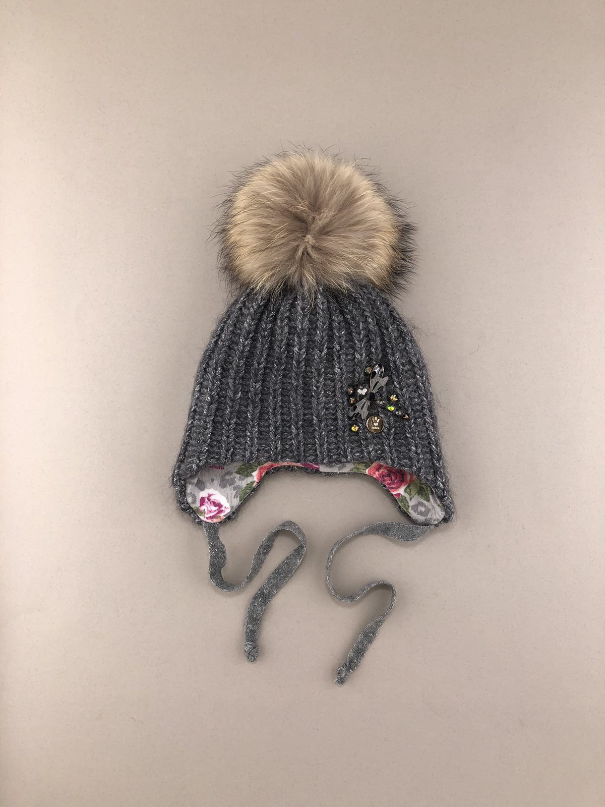 Шапка для дівчинки з помпоном 150125-1436