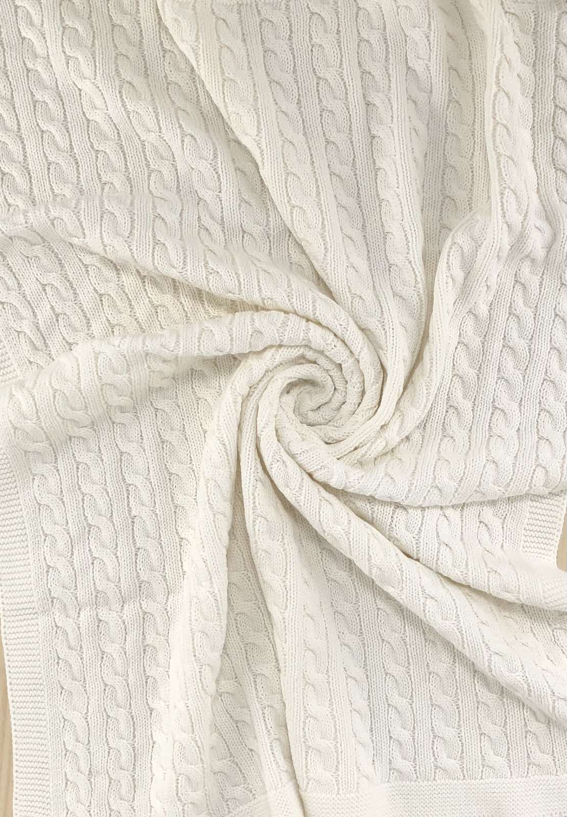 Плед вязаний без утеплення молочний 111024-1117