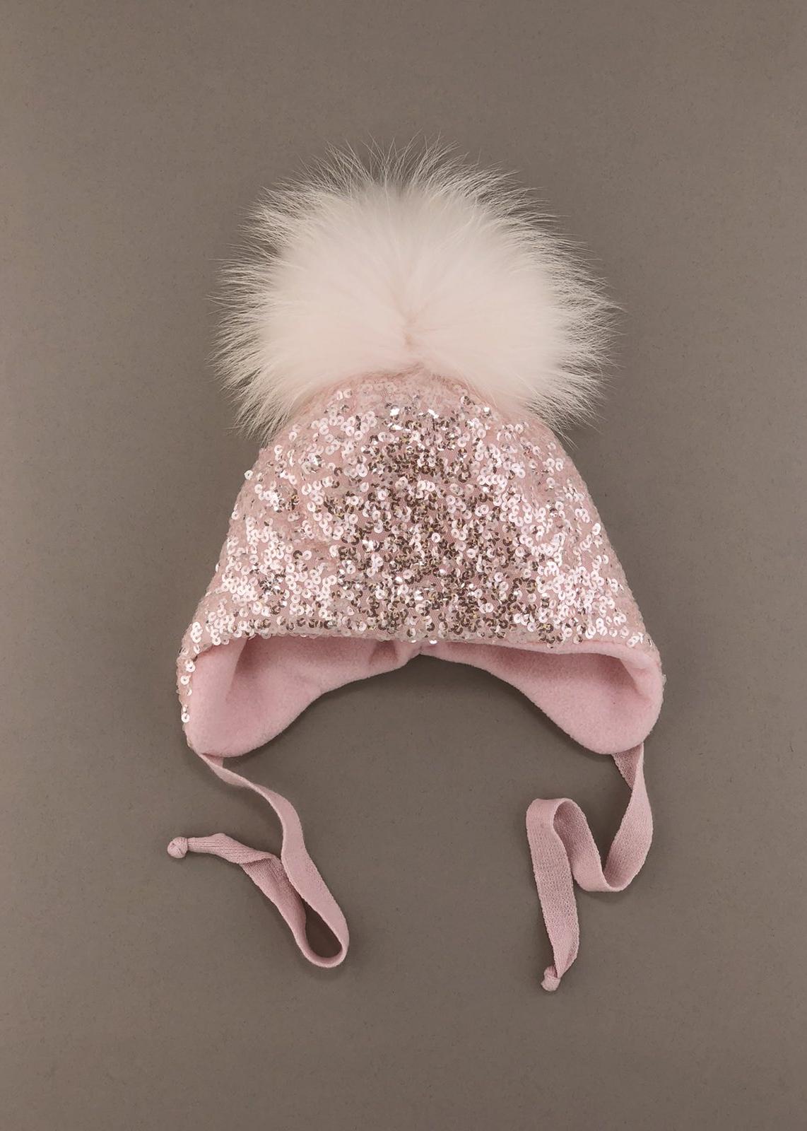 Головні убори і шарфи. Шапка для дівчинки з помпоном 110125-1256