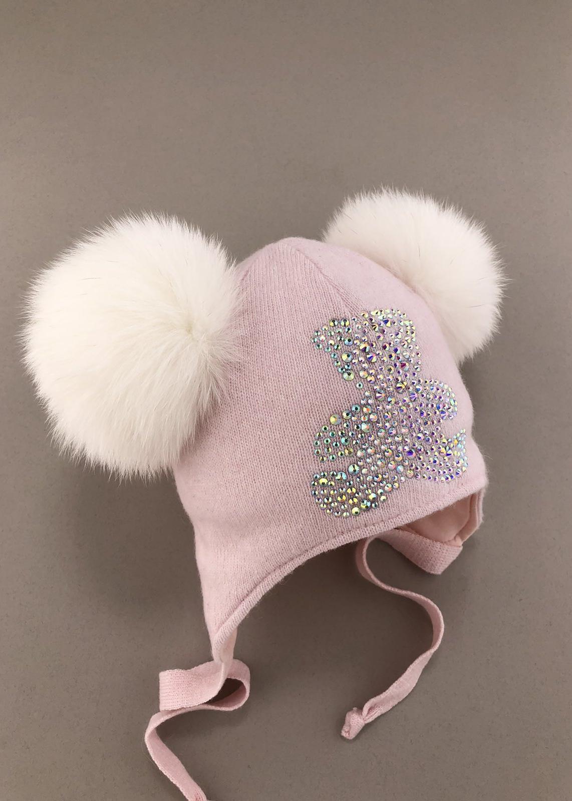 Головні убори і шарфи. Шапка для дівчинки з помпонами 110125-1335