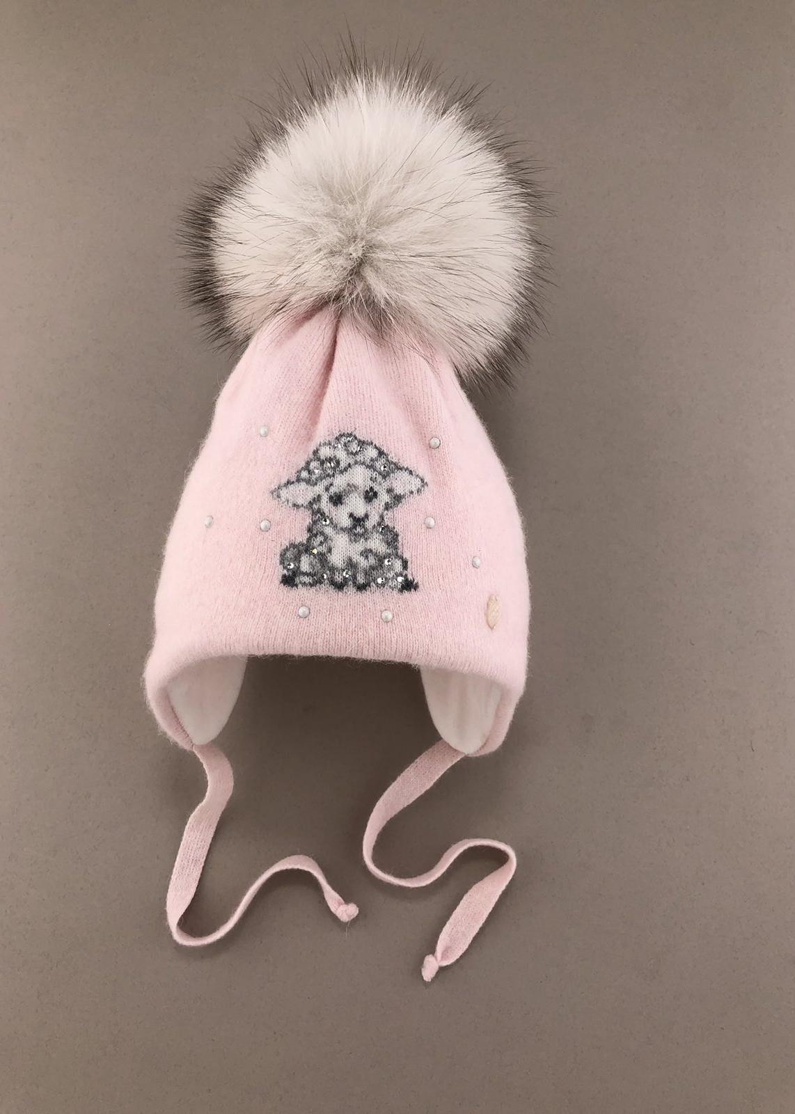 Шапочки і хустинки. Шапка для дівчинки з помпоном 120125-1321