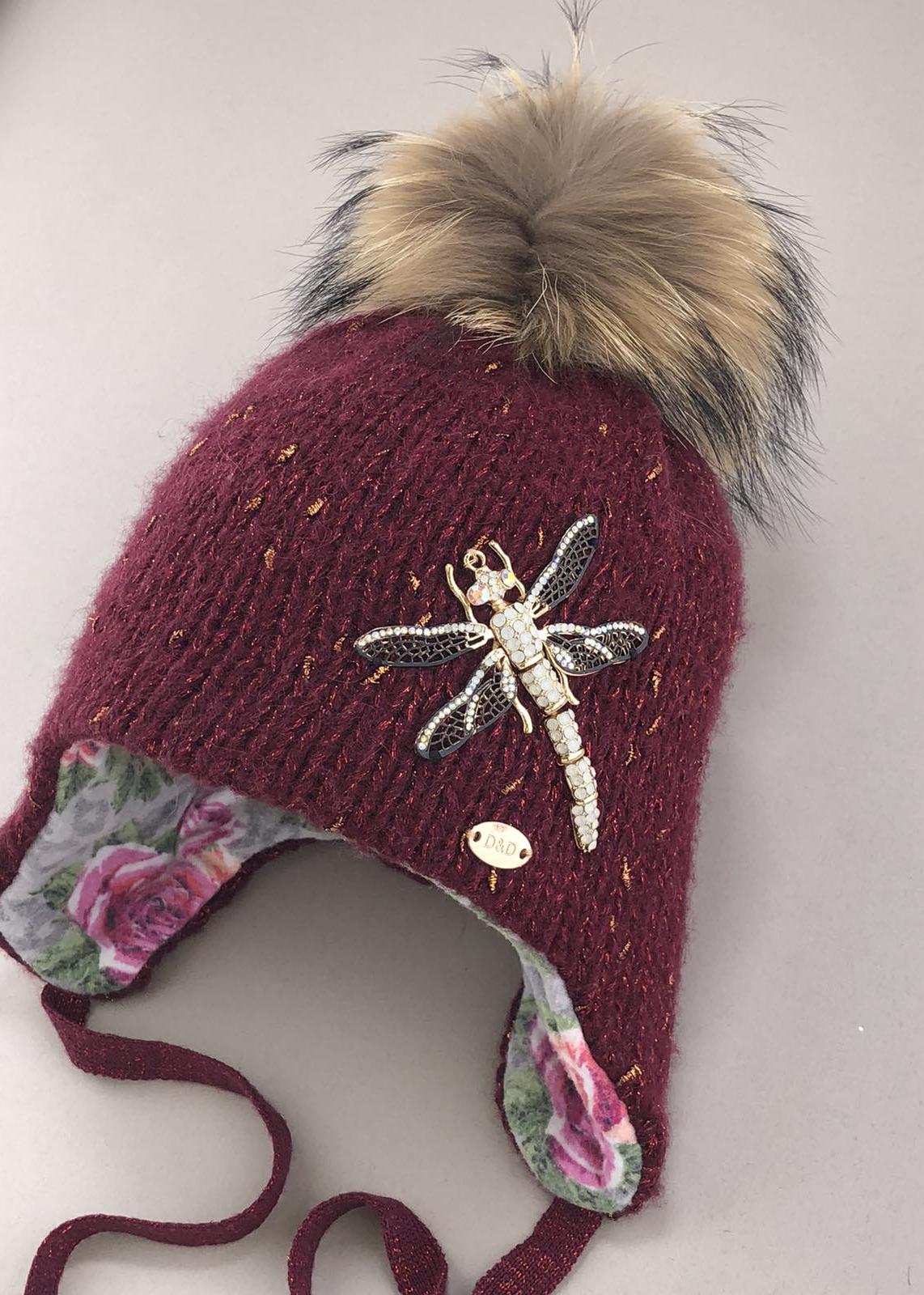 Головні убори і шарфи. Шапка для дівчинки з помпоном 150125-1319