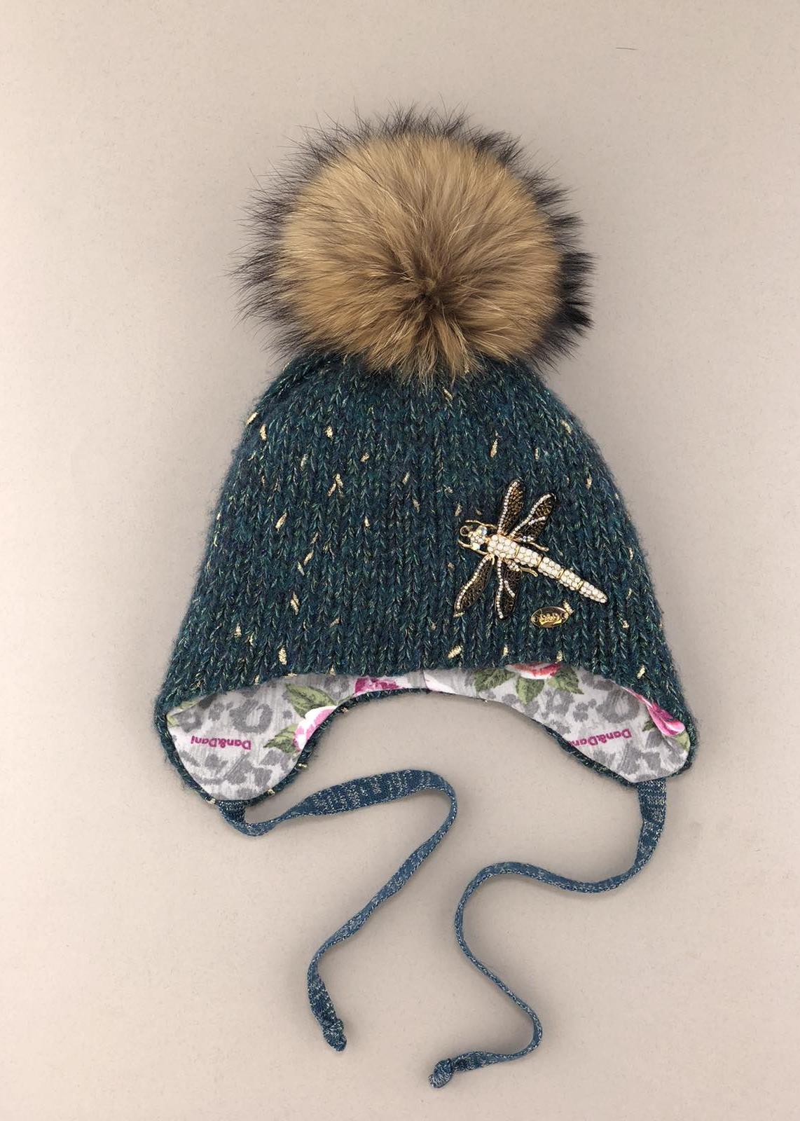 Головні убори і шарфи. Шапка для дівчинки з помпоном 150125-1323