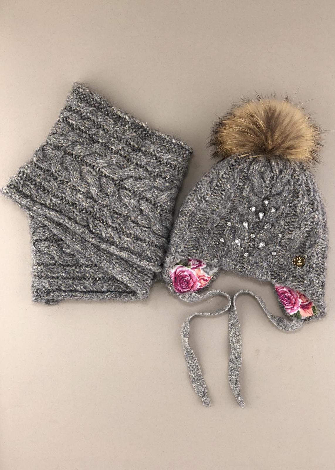 Головні убори і шарфи. Комплект для дівчинки: шапка з помпоном, снуд 150125-1334