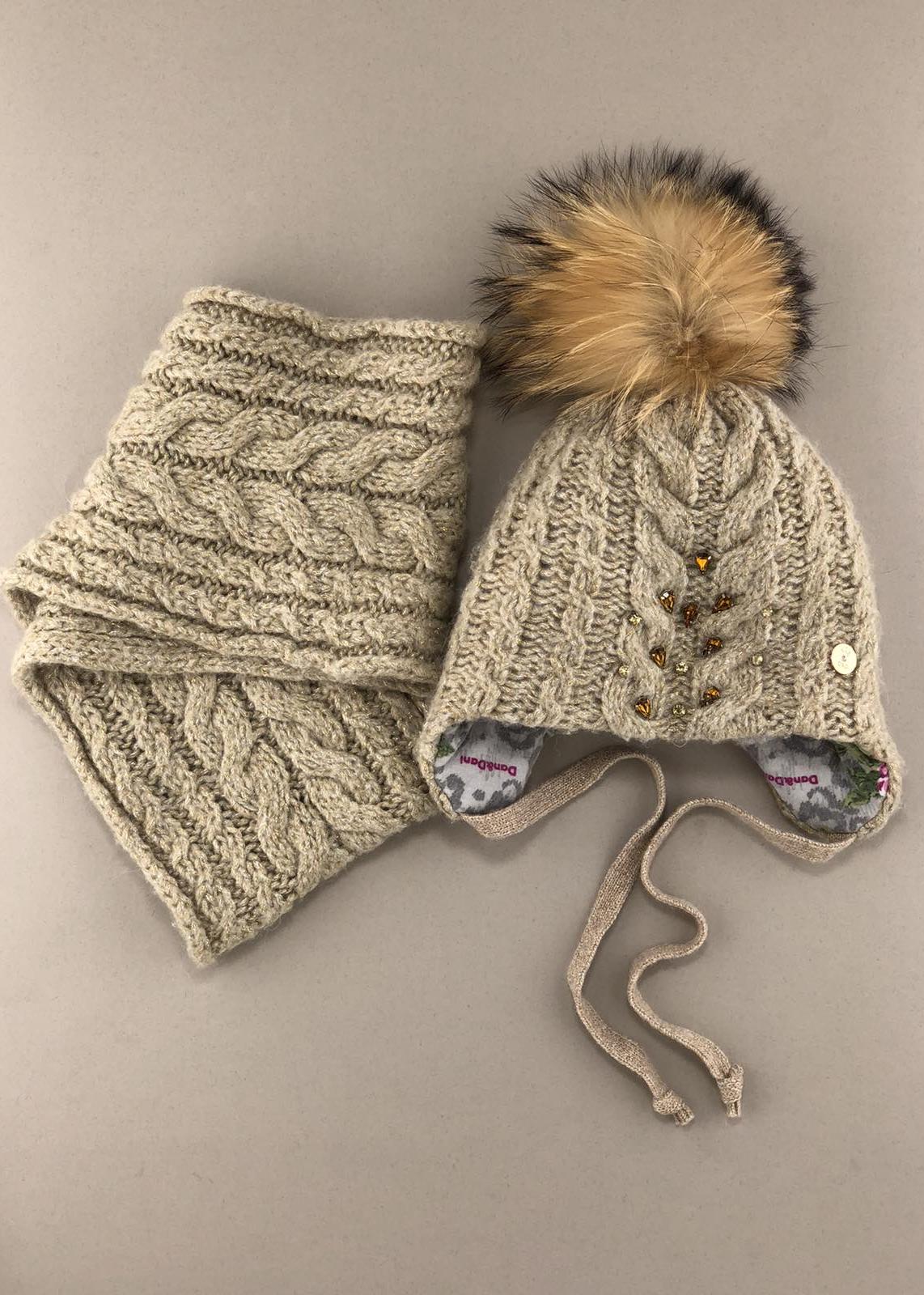 Головні убори і шарфи. Комплект для дівчинки: шапка з помпоном, снуд 150125-1334