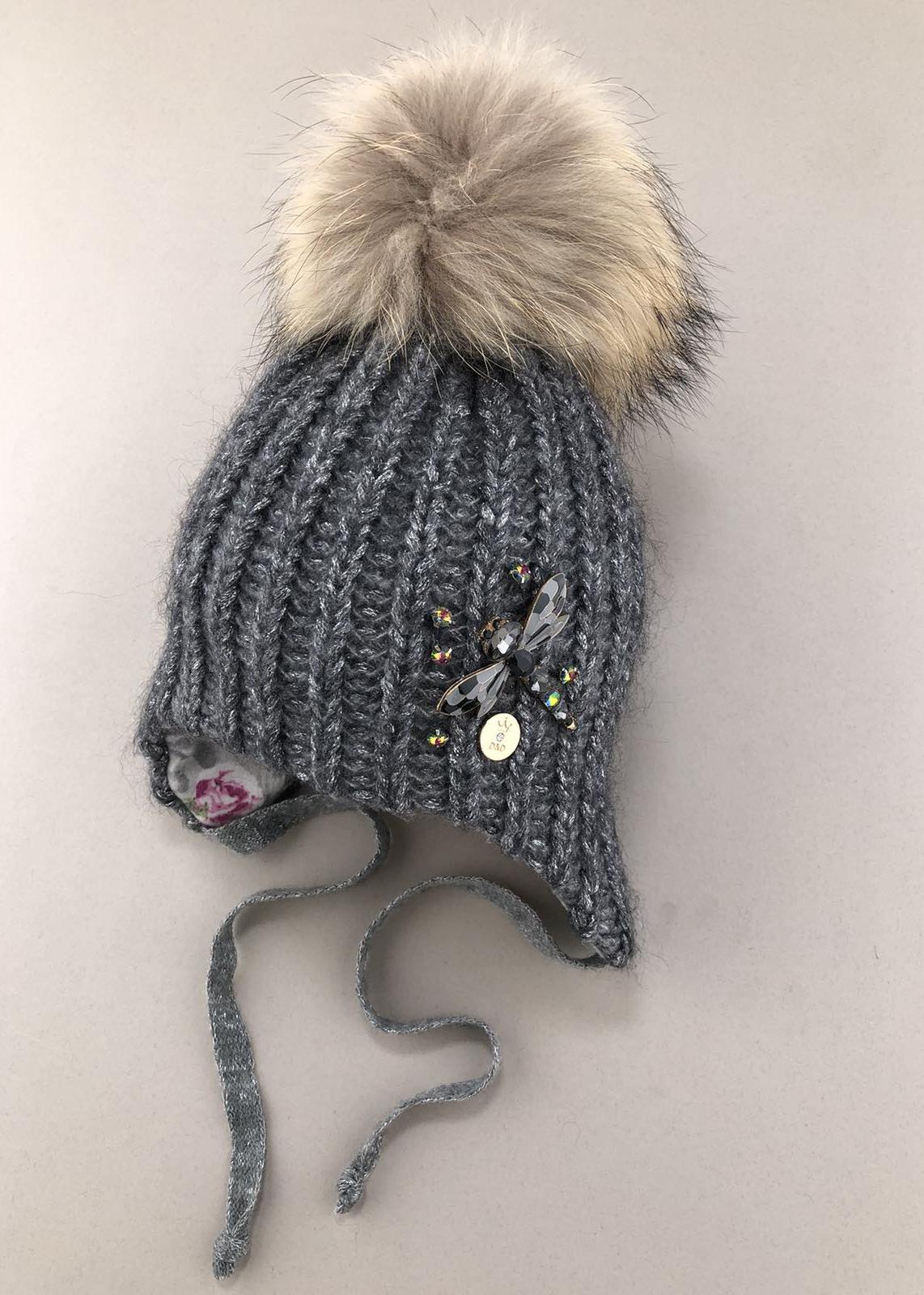 Головні убори і шарфи. Шапка для дівчинки з помпоном 150125-1451