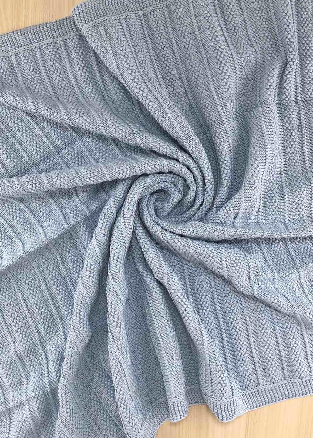 Пледи та конверти. Плед вязаний без утеплення блакитний 80х90 201024-101-блак