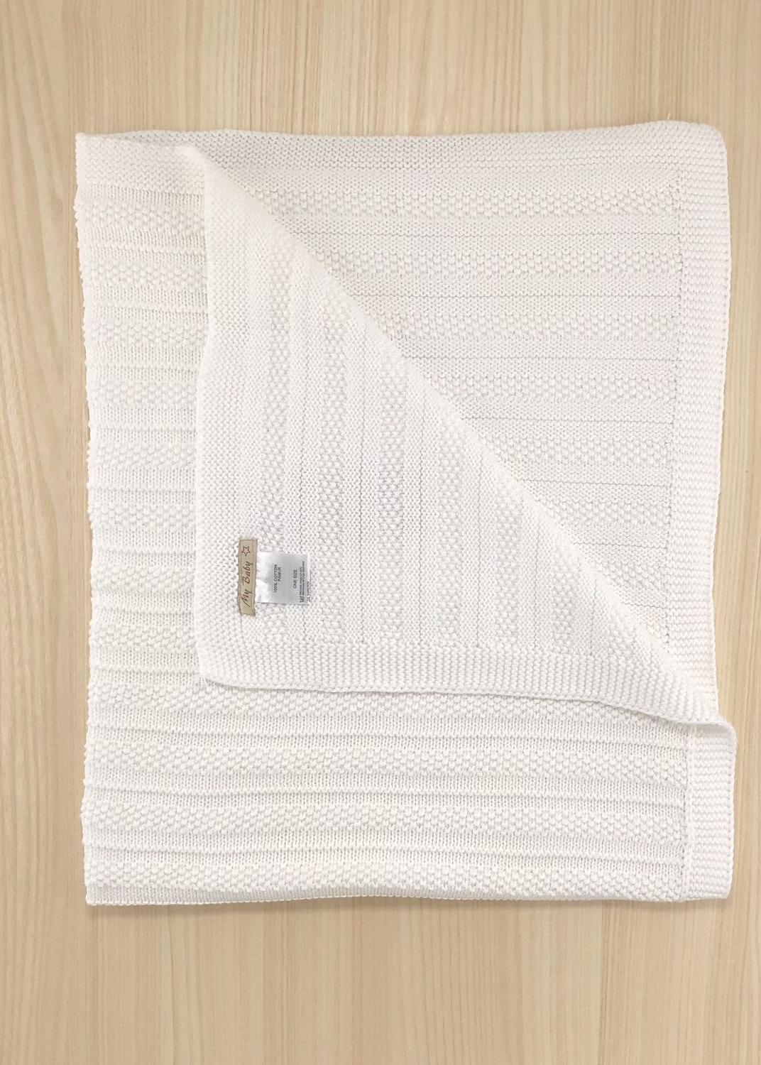 Пледи та конверти. Плед вязаний без утеплення білий 80х90 201024-101