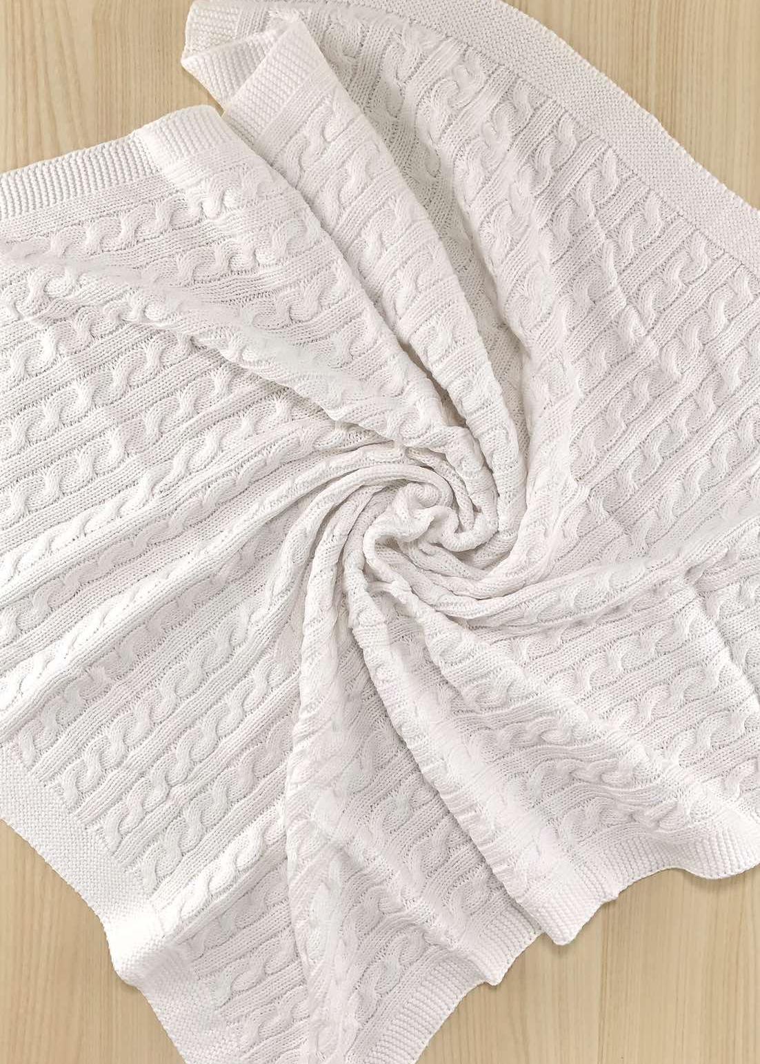 Пледи та конверти. Плед вязаний без утеплення білий 75х90 201024-102-біл