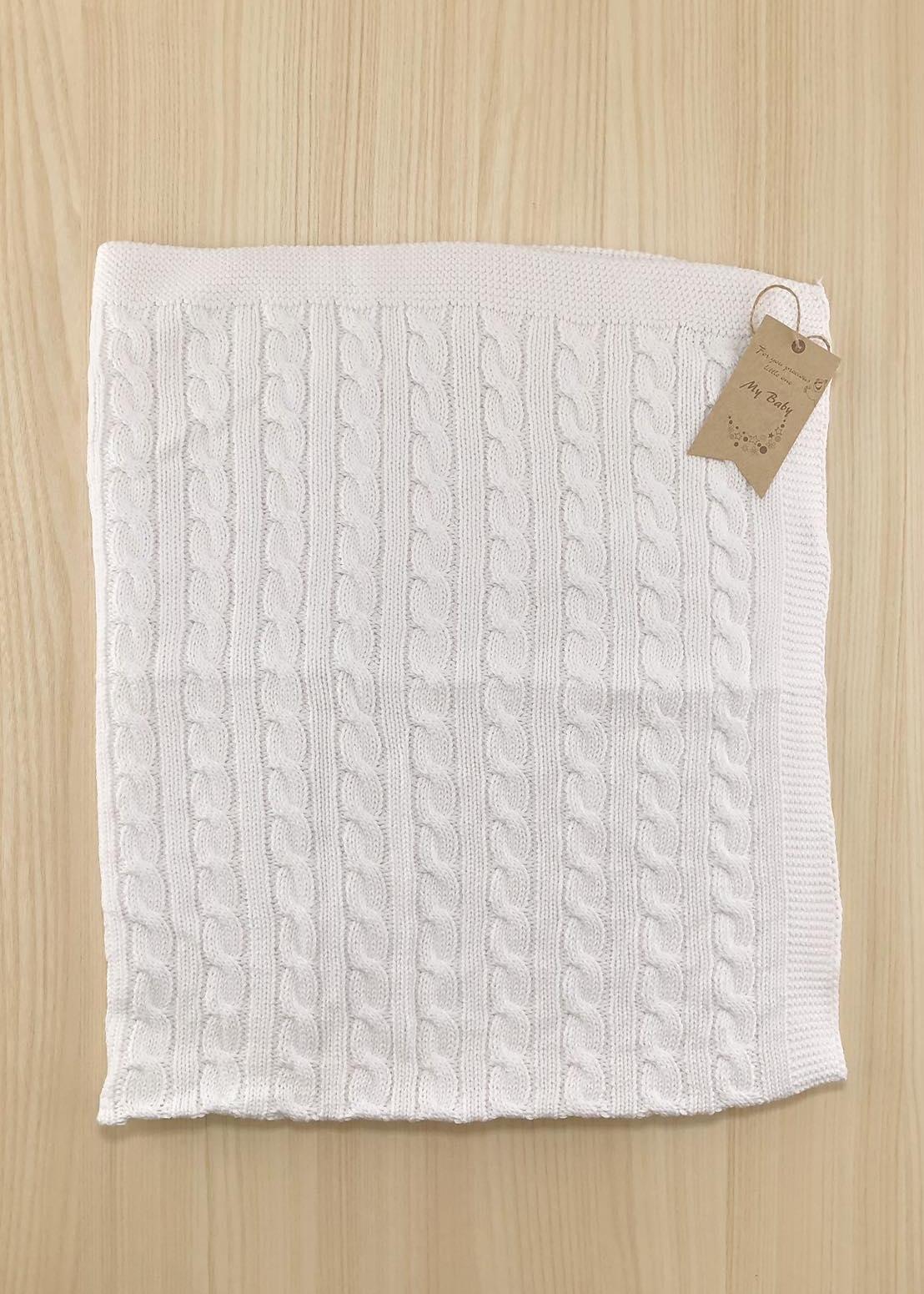 Пледи та конверти. Плед вязаний без утеплення білий 75х90 201024-102-біл