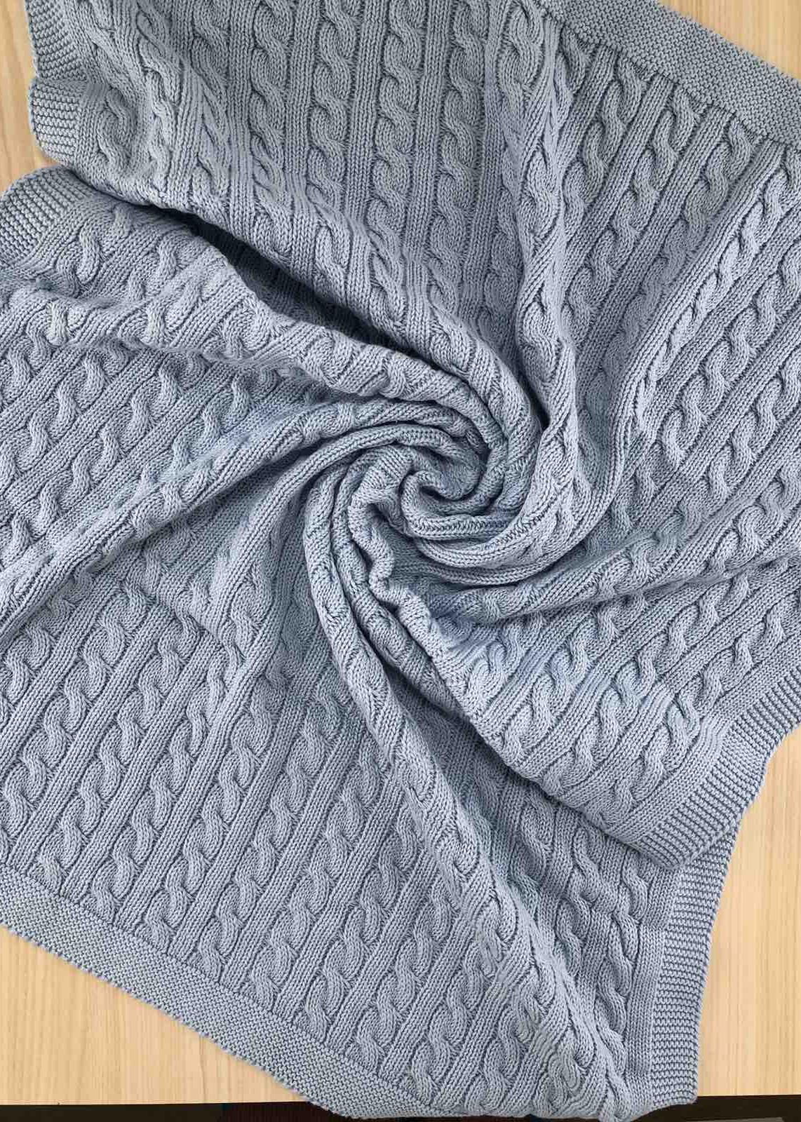 Пледи та конверти. Плед вязаний без утеплення блакитний 75х90 201024-102-блак