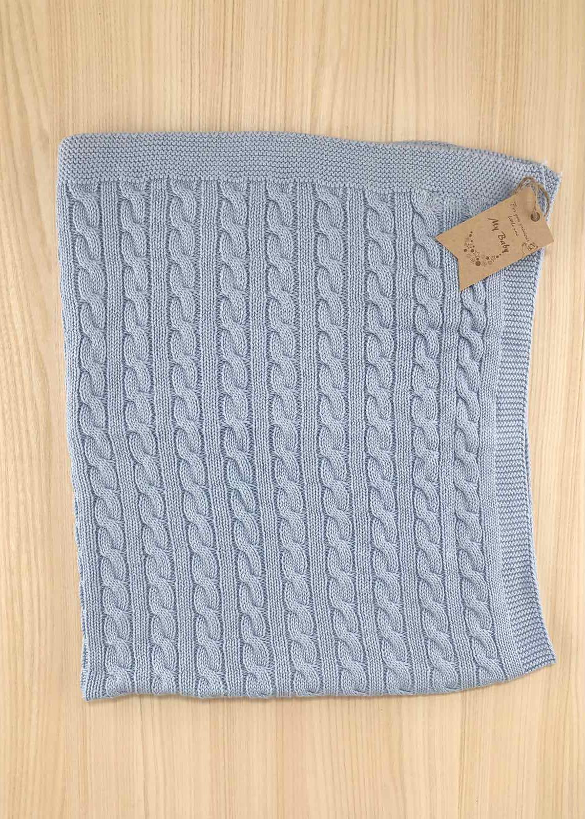 Пледи та конверти. Плед вязаний без утеплення блакитний 75х90 201024-102-блак