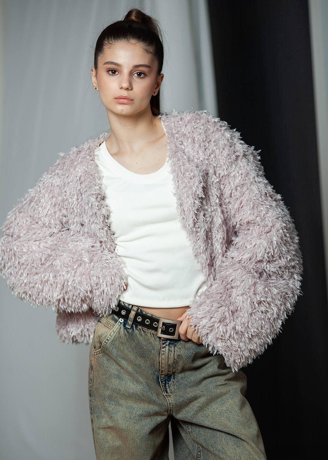 Шуби. Шубка перо рожева для дівчинки 300125-1252