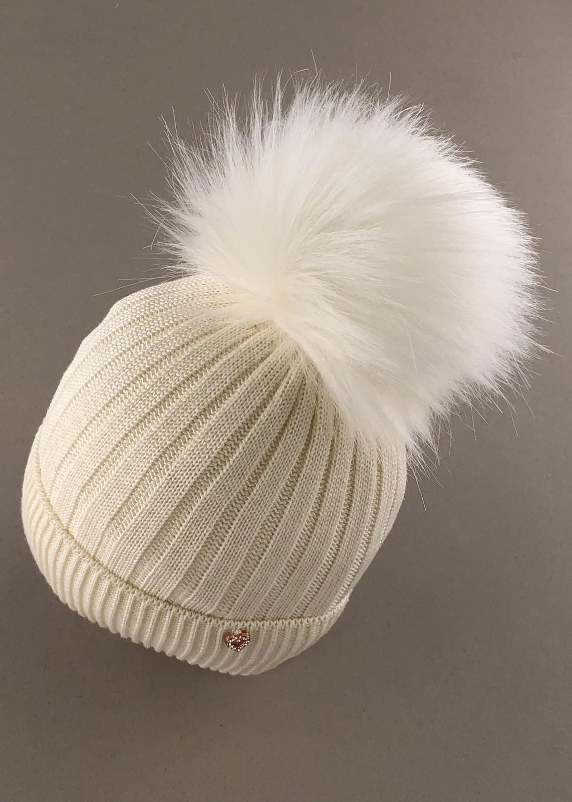 Головні убори і шарфи. Шапка для дівчинки з завязками молочний VB34F