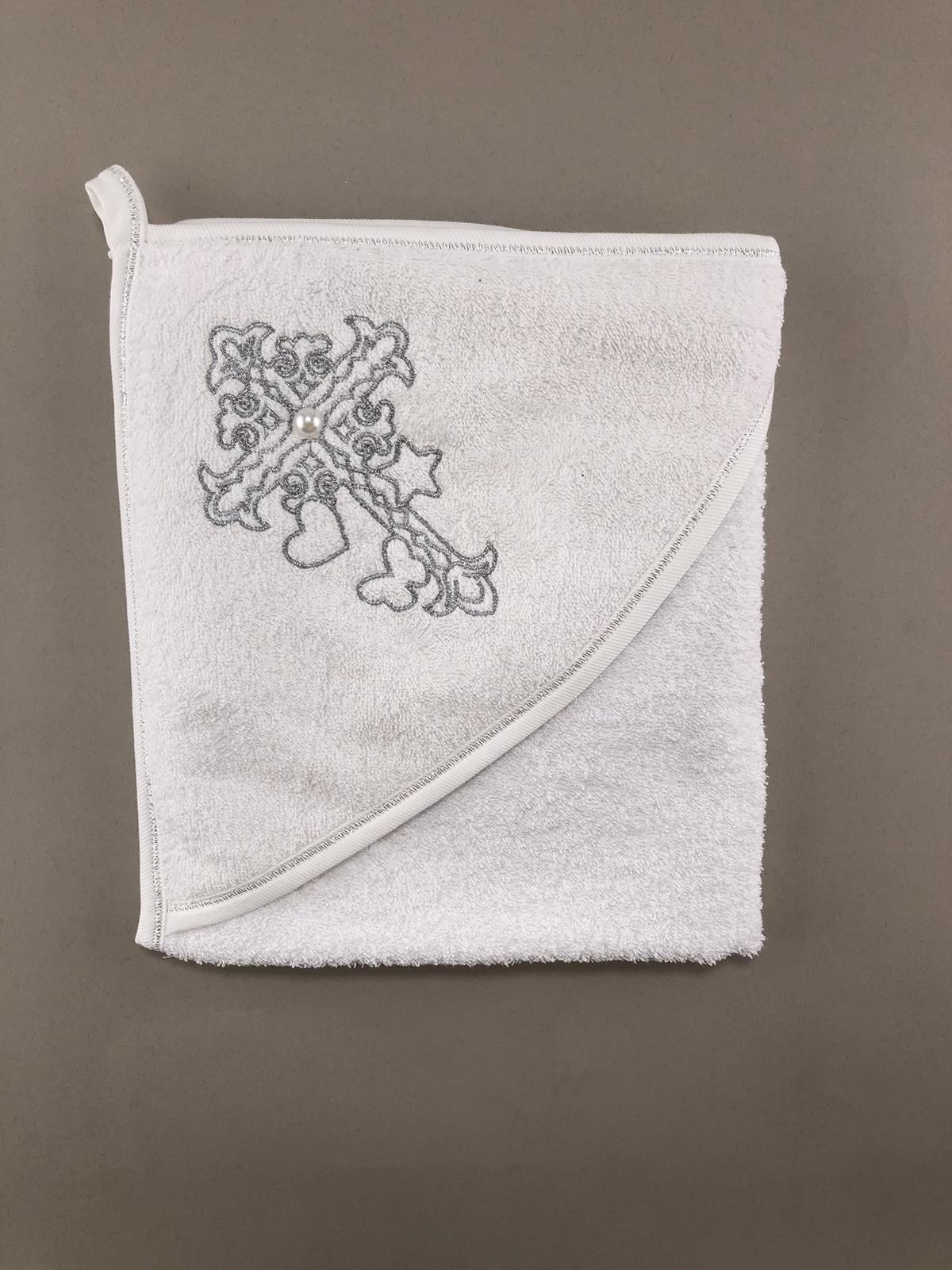 Рушник крижма 80х80см срібло 308-Р