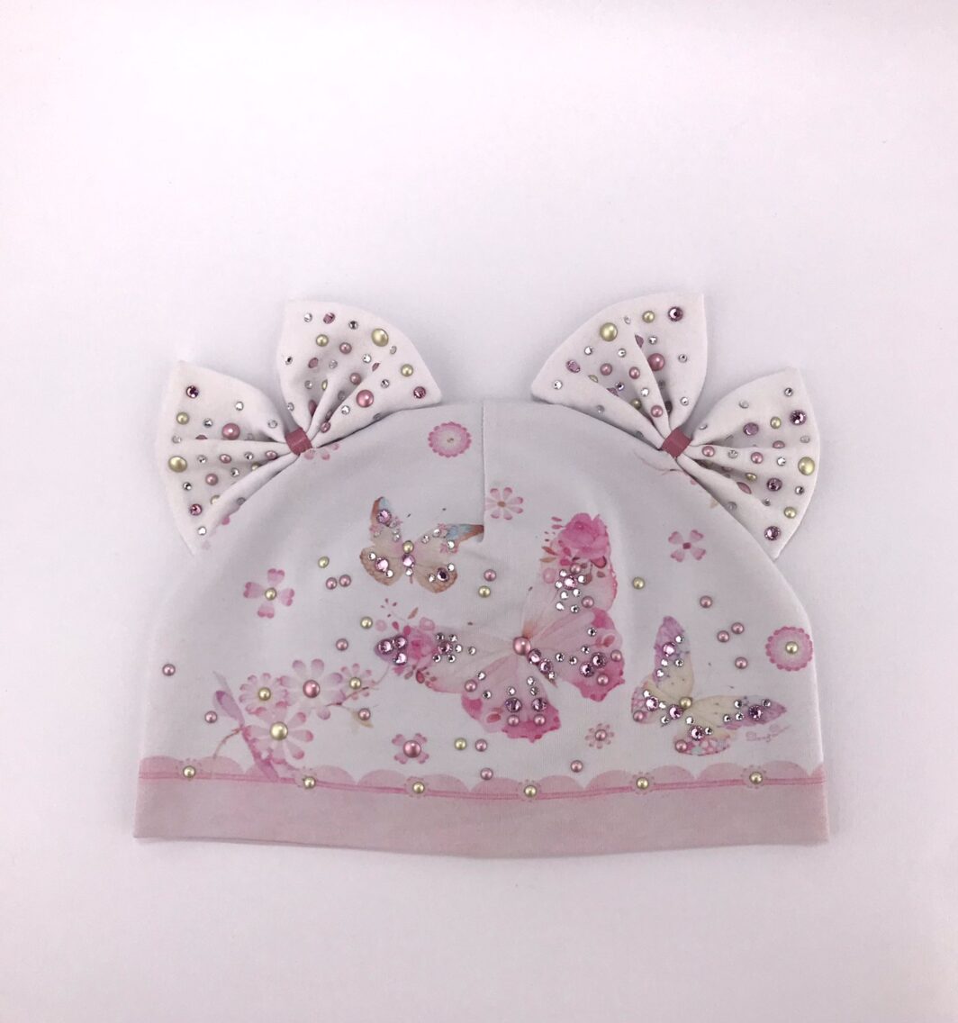 Головні убори і шарфи. Шапка для дівчинки з вушками білий 3003-1036