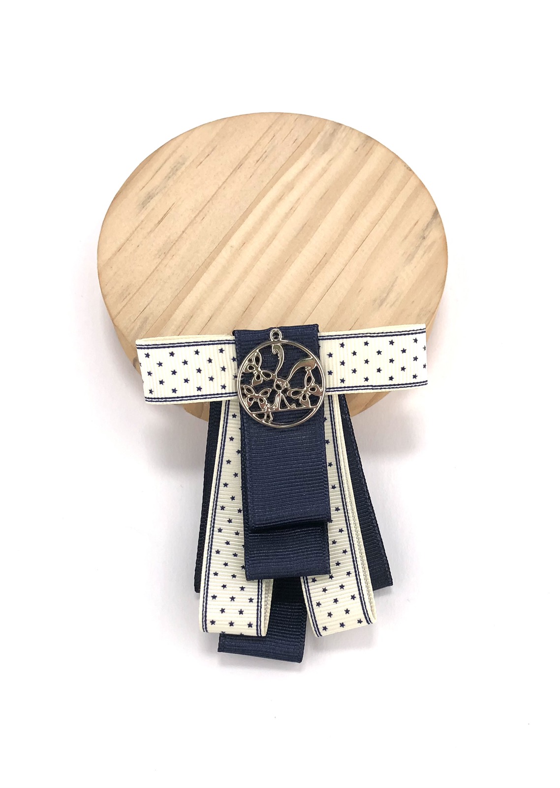 Брошка синя+стрічка зірки