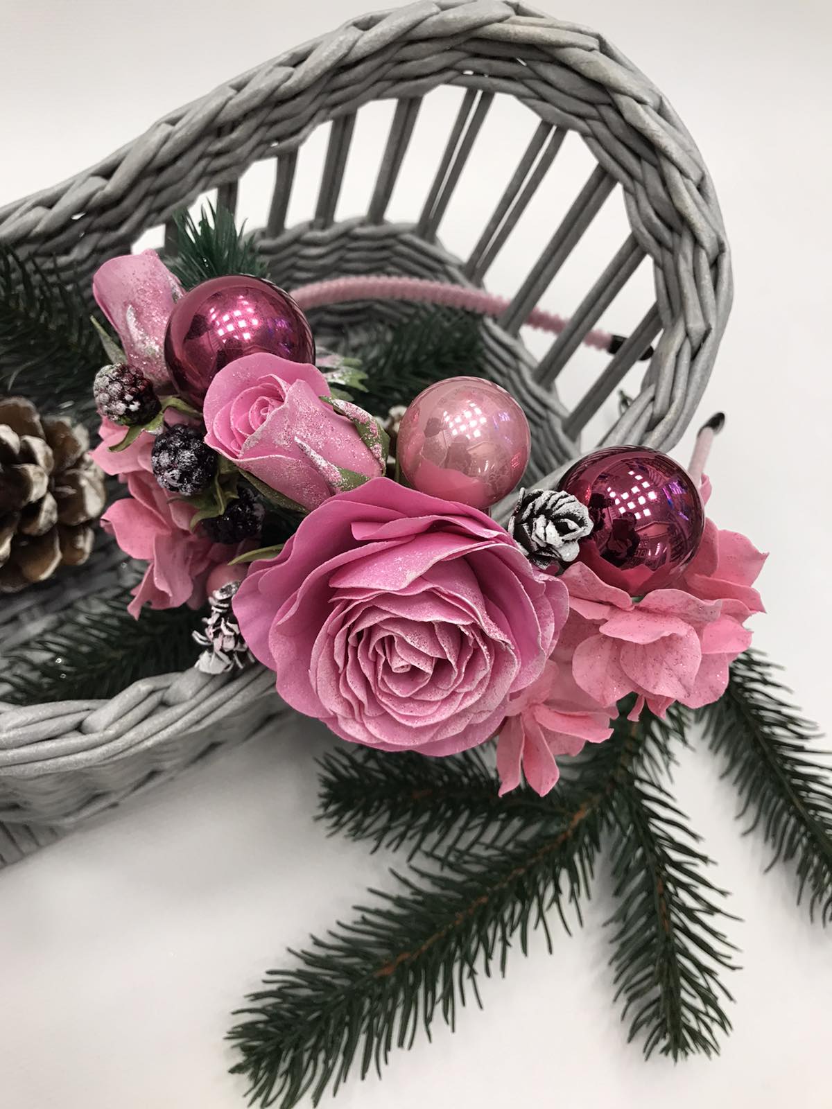 Обруч "Новорічна троянда" мал. 10-182