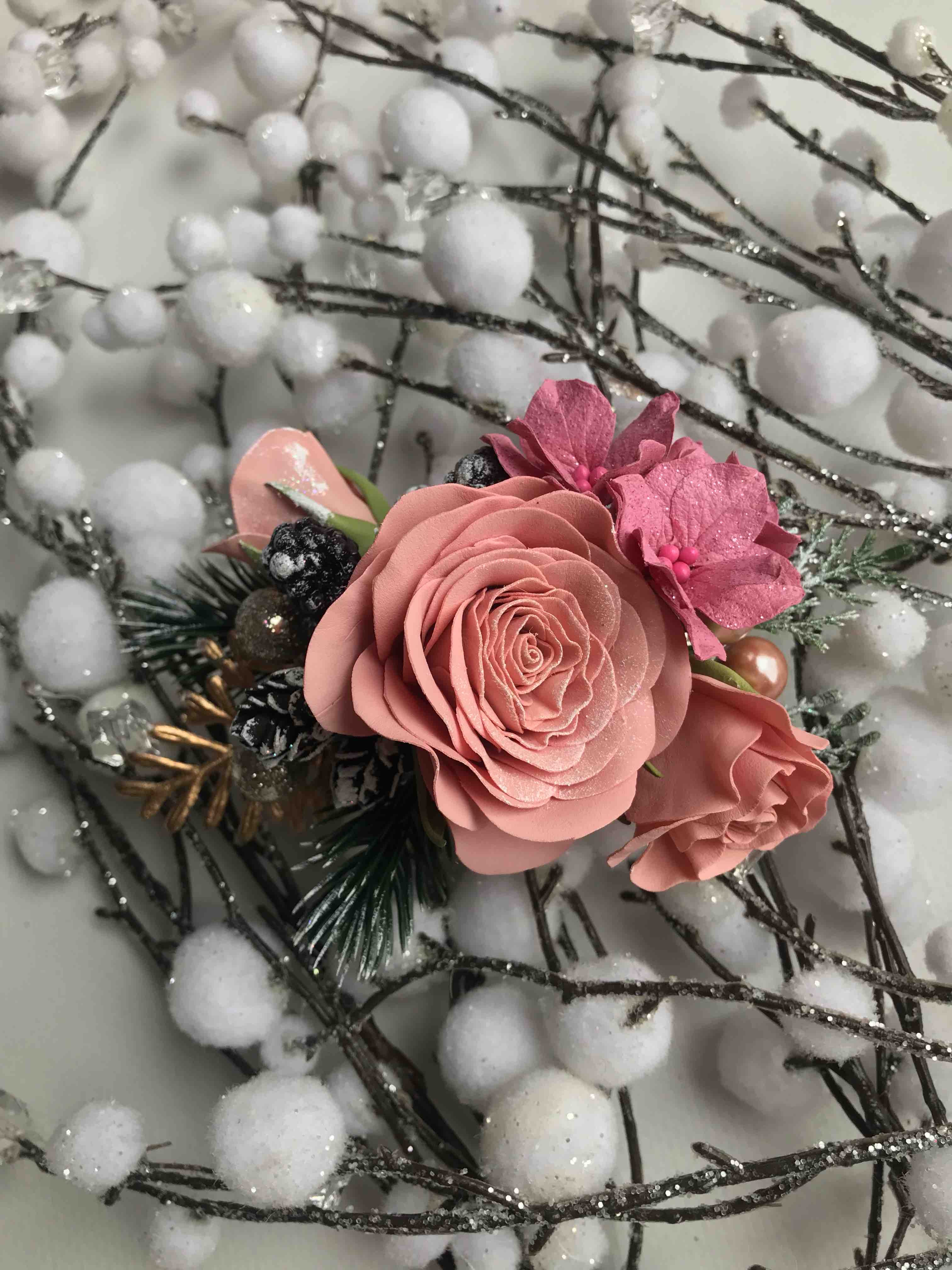 Заколка "Новорічний букет" 10-207