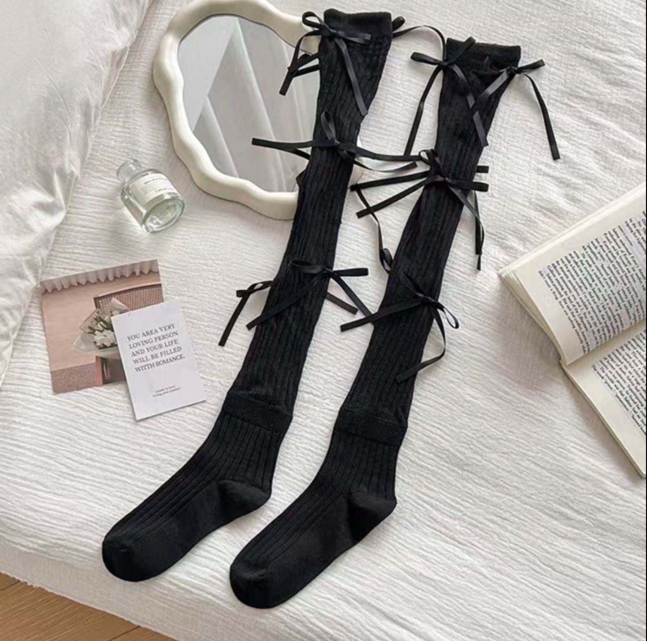 Шкарпетки. Гольфи високі для дівчинки чорний бант 1406-1049