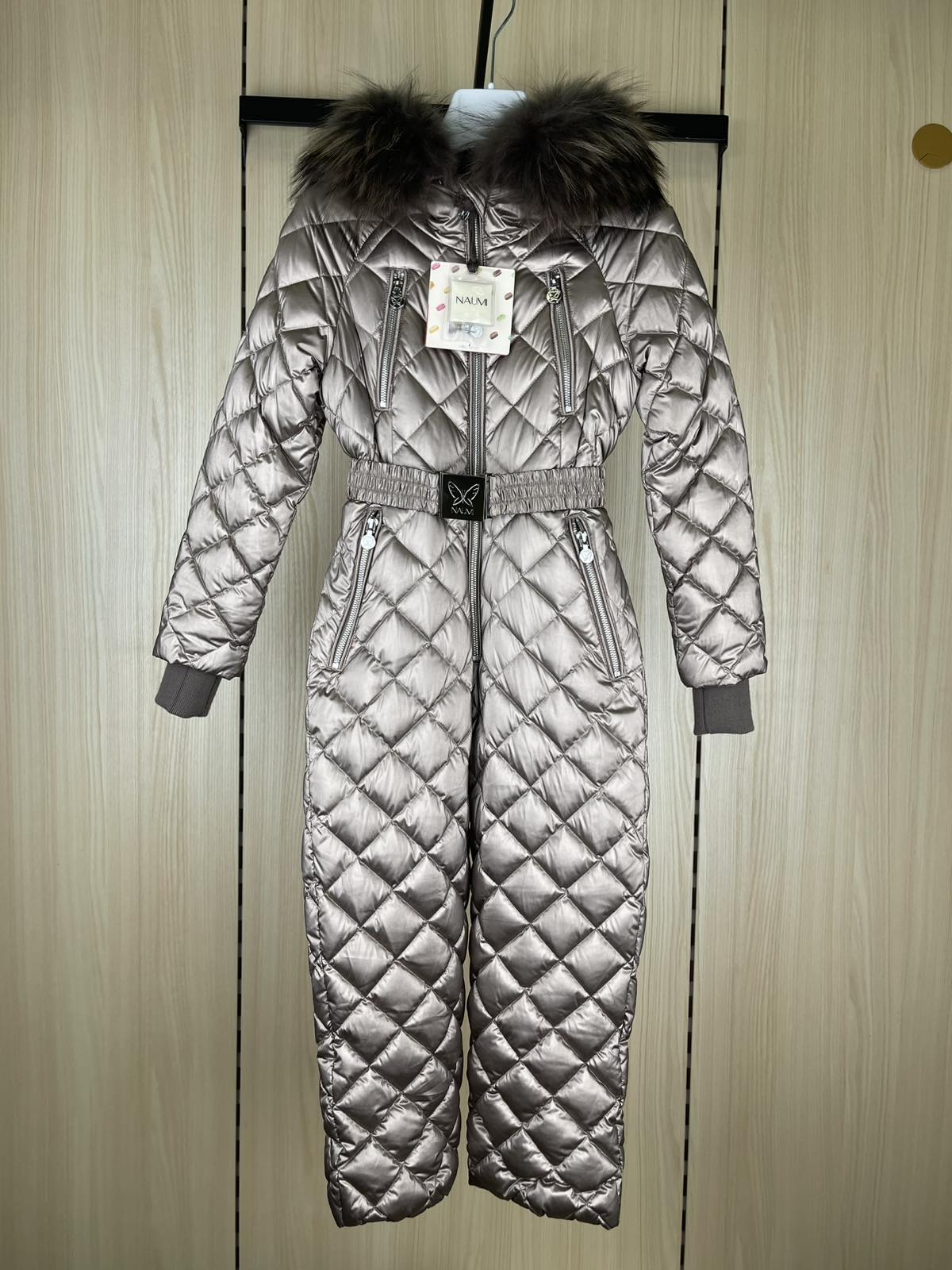 Комбінезон для дівчинки з хутром коричневий 17254-01