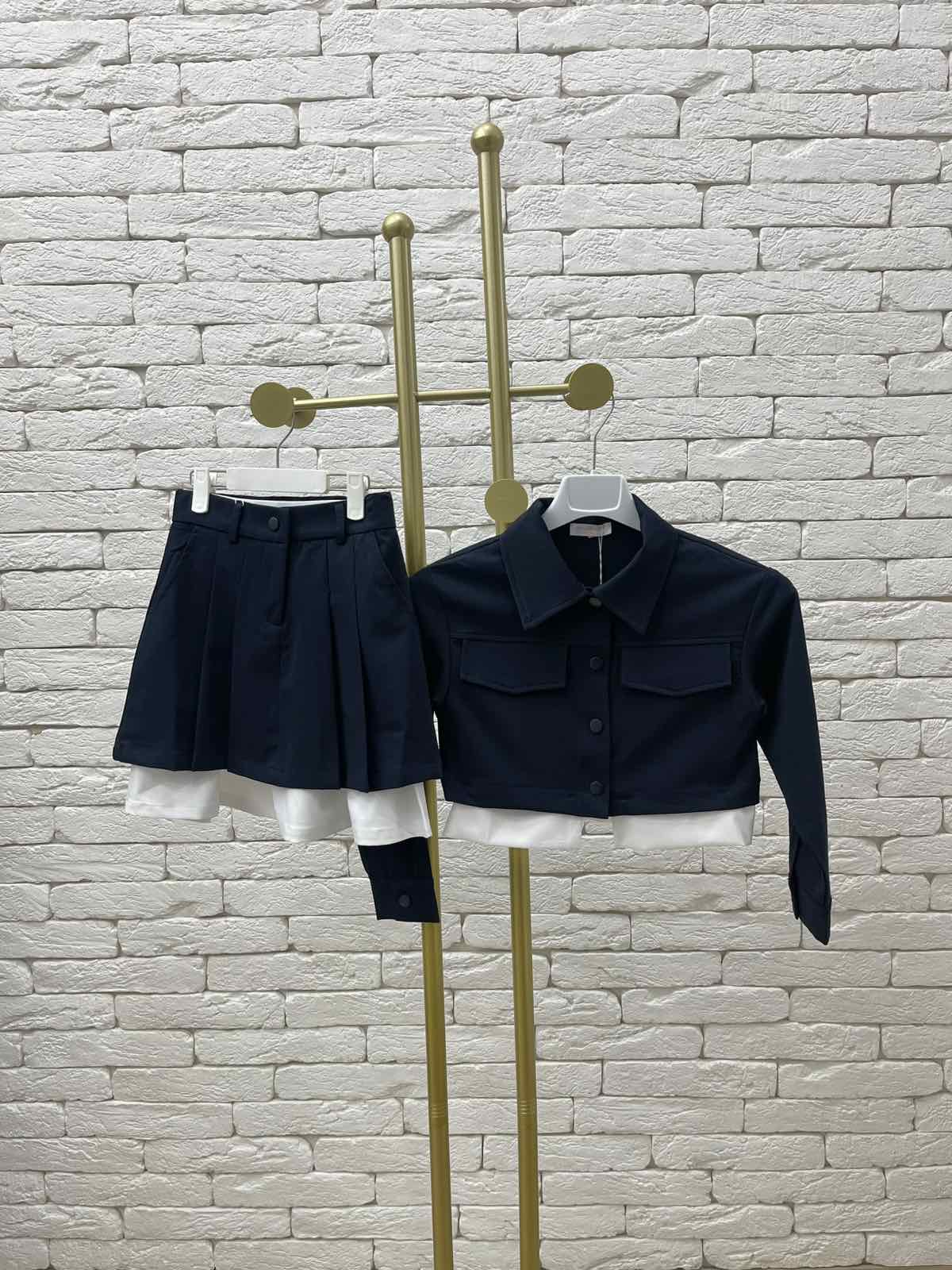 Комплект піджак+спідниця для дівчинки синій 188833-188834